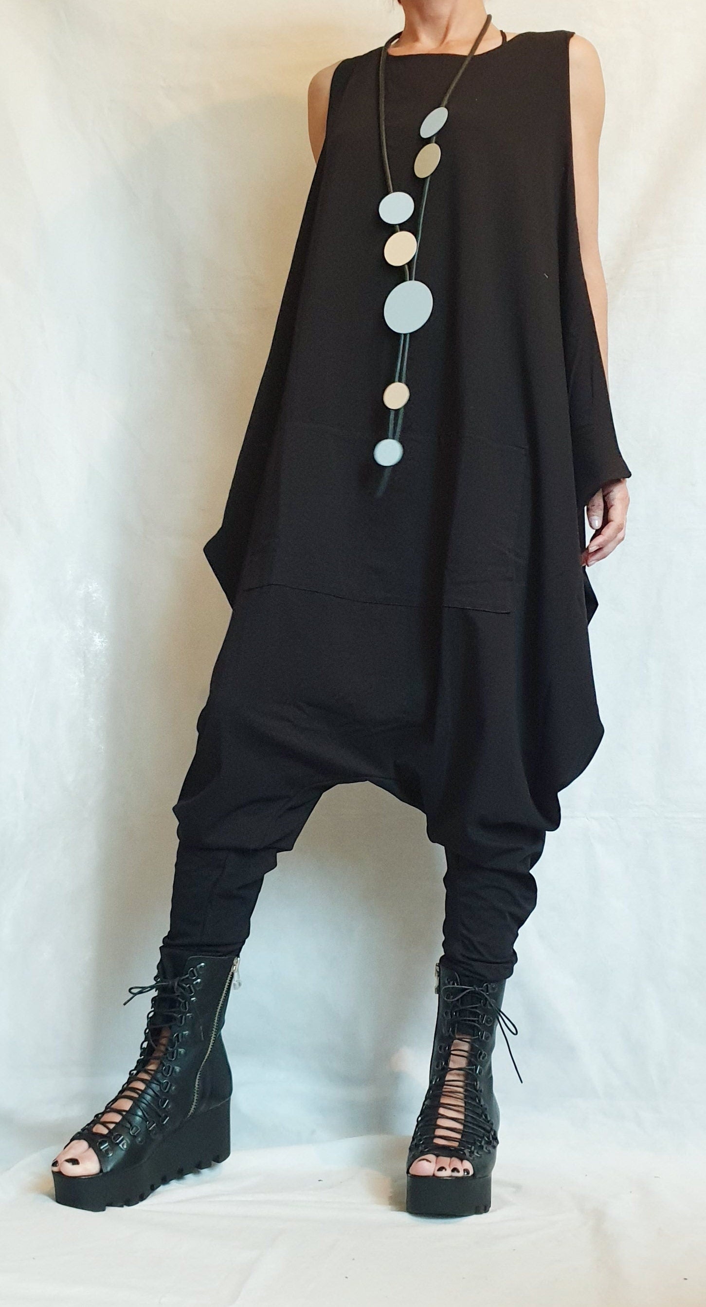 Black Harem Jumpsuit, Loose Jumpsuit, Drop Crotch Jumpsuit, Plus Size Clothing, Women Overall, Urban Clothing, Oversize Jumpsuit, Gothic