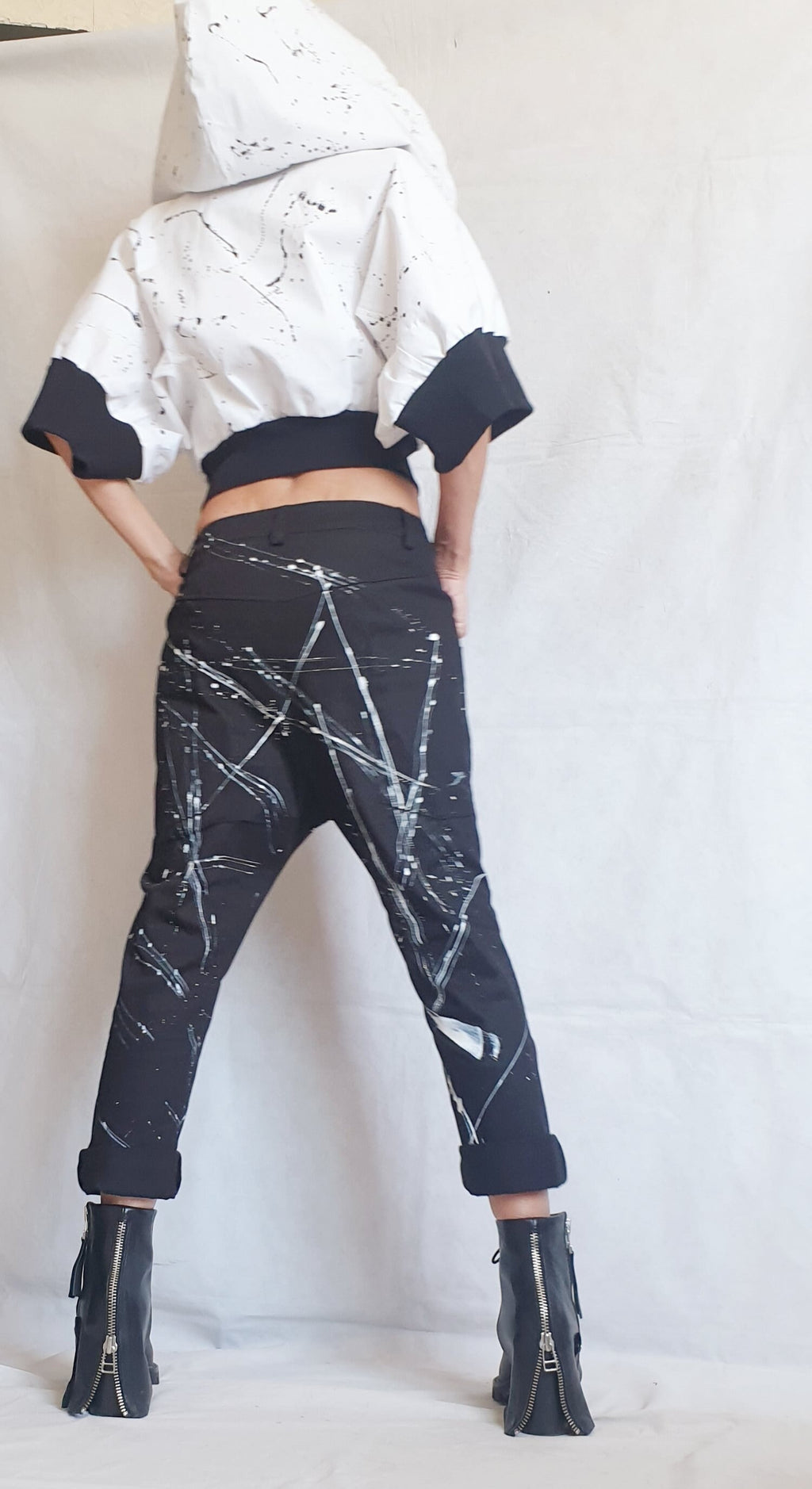 Bomber Jacket, Short Jacket, White Black Jacket, Hooded Winter Jacket, Plus Size Clothing, Urban Clothing, Loose Jacket, Zipper Jacket