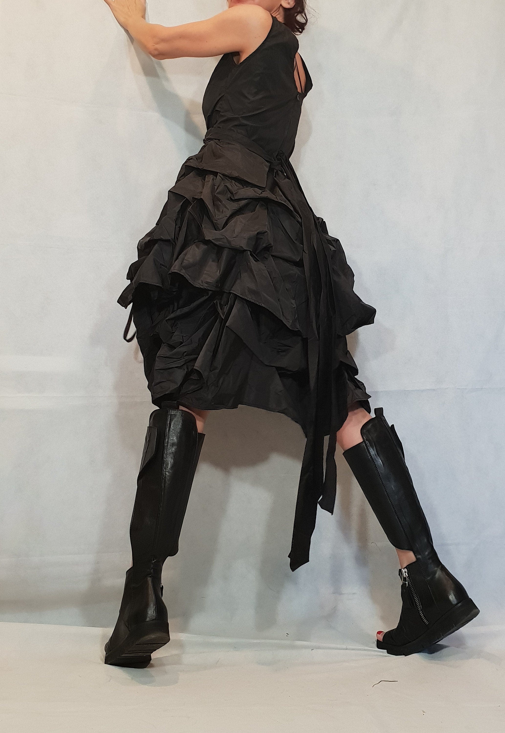 Black Dress, Asymmetric Dress, Plus Size Clothing, Gothic Dress, Steampunk Dress, Sleeveless Dress, Vampire Dress, Witch Dress, Tank Dress