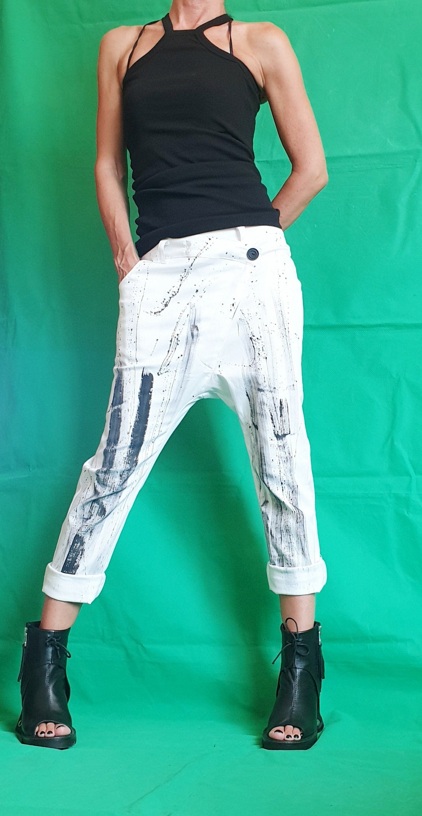 Extravagant Harem Pants, Designer Pants, Loose Pants, Women Pants, Baggy Pants, Long Maxi White Pants, Casual Harem Trousers