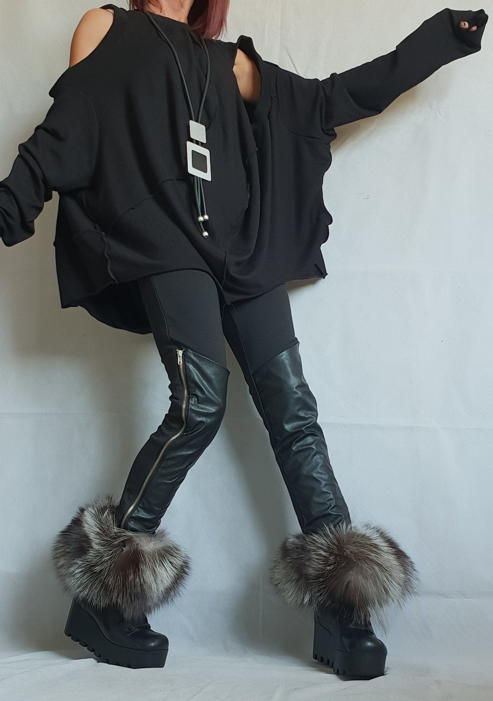 Asymmetrical tunic, Avant Garde Tunic, Loose Tunic, Deconstructed Top, Gothic tunic,  Long Short Sleeve Top DRESSSHOESCODE