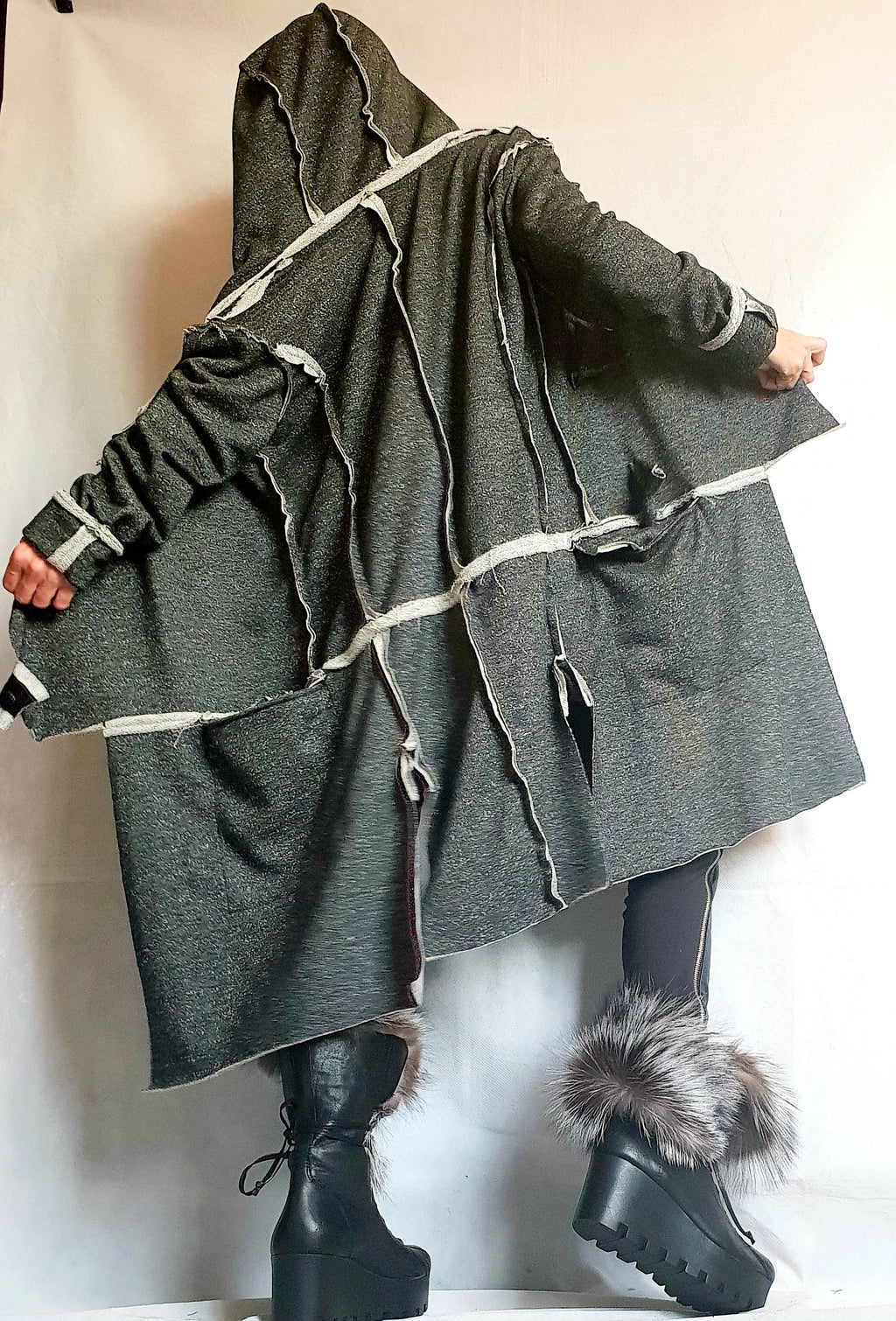 Asymmetric Cardigan, Avant Garde Clothing, Drape Cardigan, Urban Clothing, Steampunk Cardigan, Avant Garde Hoodie, Plus Size Clothing