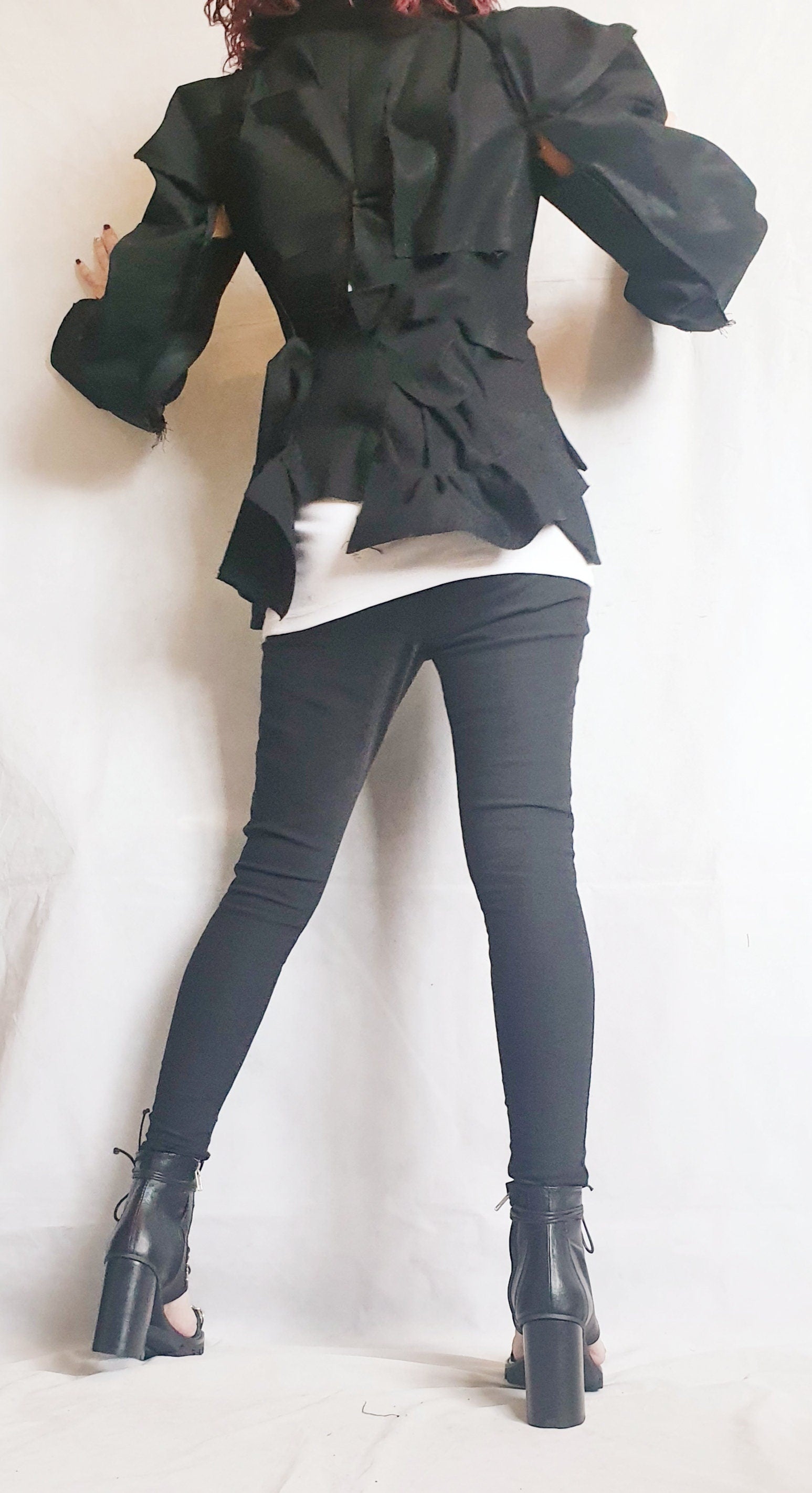 Avant Garde Blazer, Black Jacket, Suit Jacket, Deconstructed Blazer, Futuristic Clothing, Fitted Jacket, Steampunk Jacket, Women Blazer