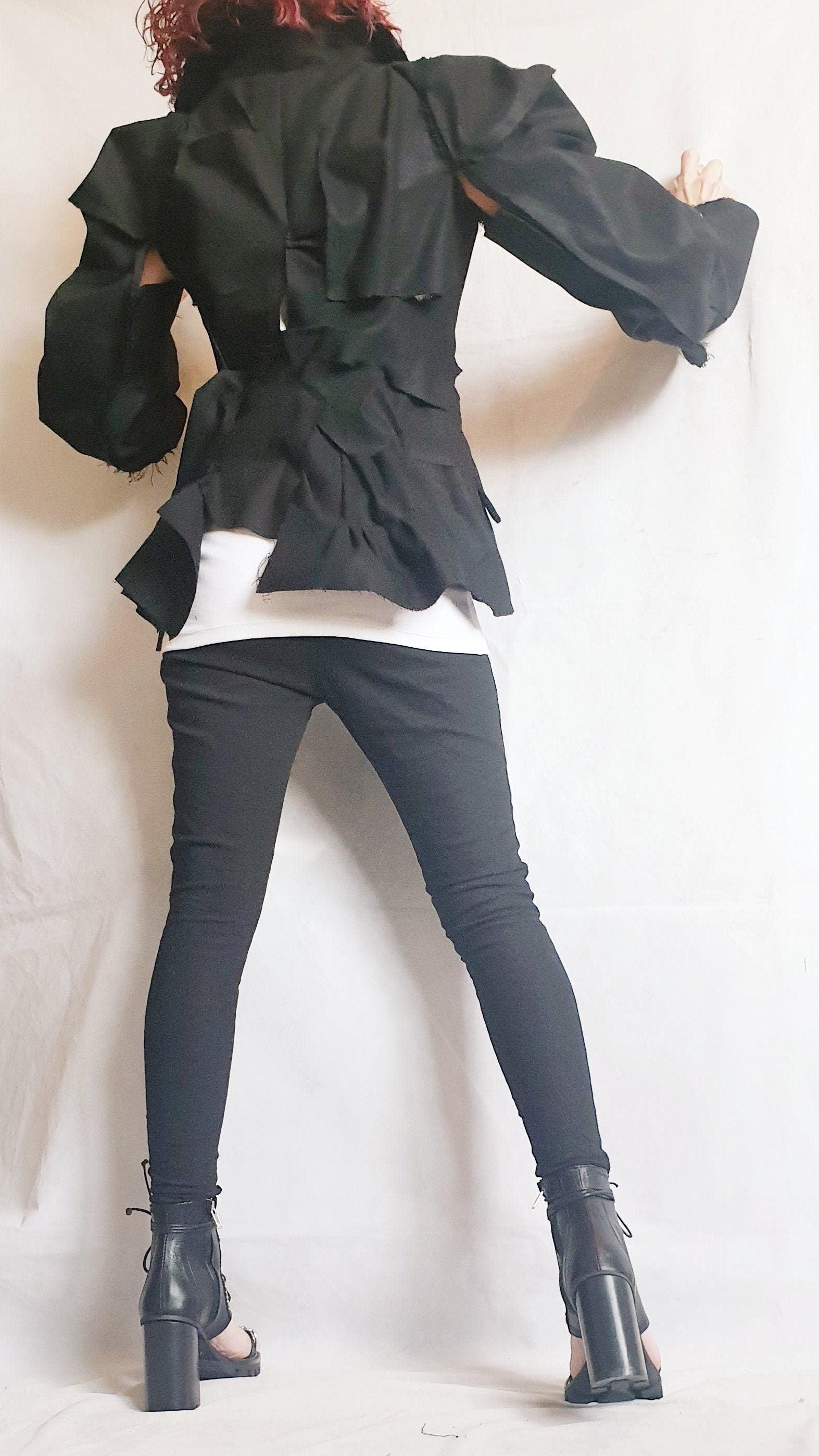 Avant Garde Blazer, Black Jacket, Suit Jacket, Deconstructed Blazer, Futuristic Clothing, Fitted Jacket, Steampunk Jacket, Women Blazer