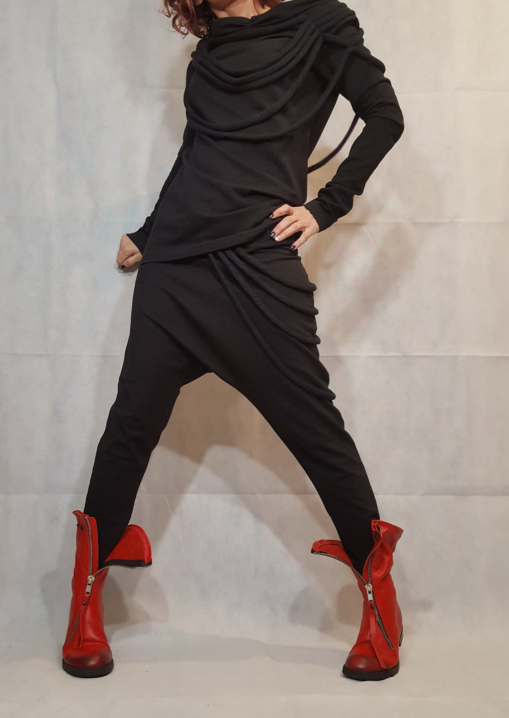 Everyday Women Tracksuit, Women Casual Cotton Set, Two Piece Set, Street Fashion Outfit, Harem Pants, Extravagant Sport Women Set, Black Set