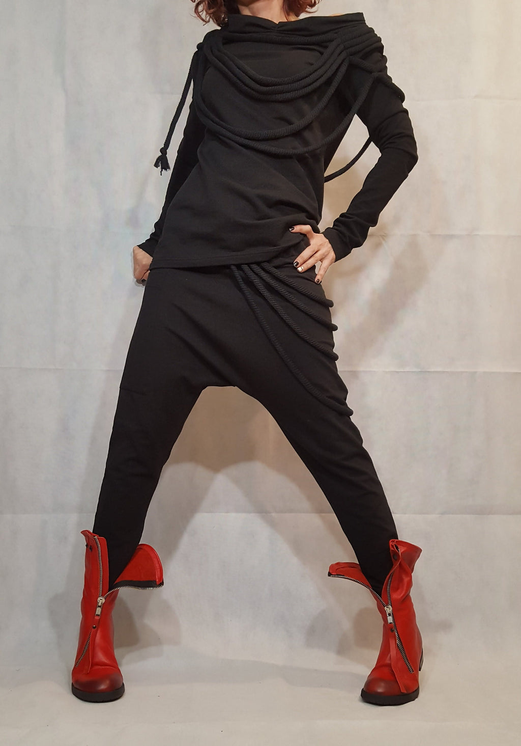 Everyday Women Tracksuit, Women Casual Cotton Set, Two Piece Set, Street Fashion Outfit, Harem Pants, Extravagant Sport Women Set, Black Set