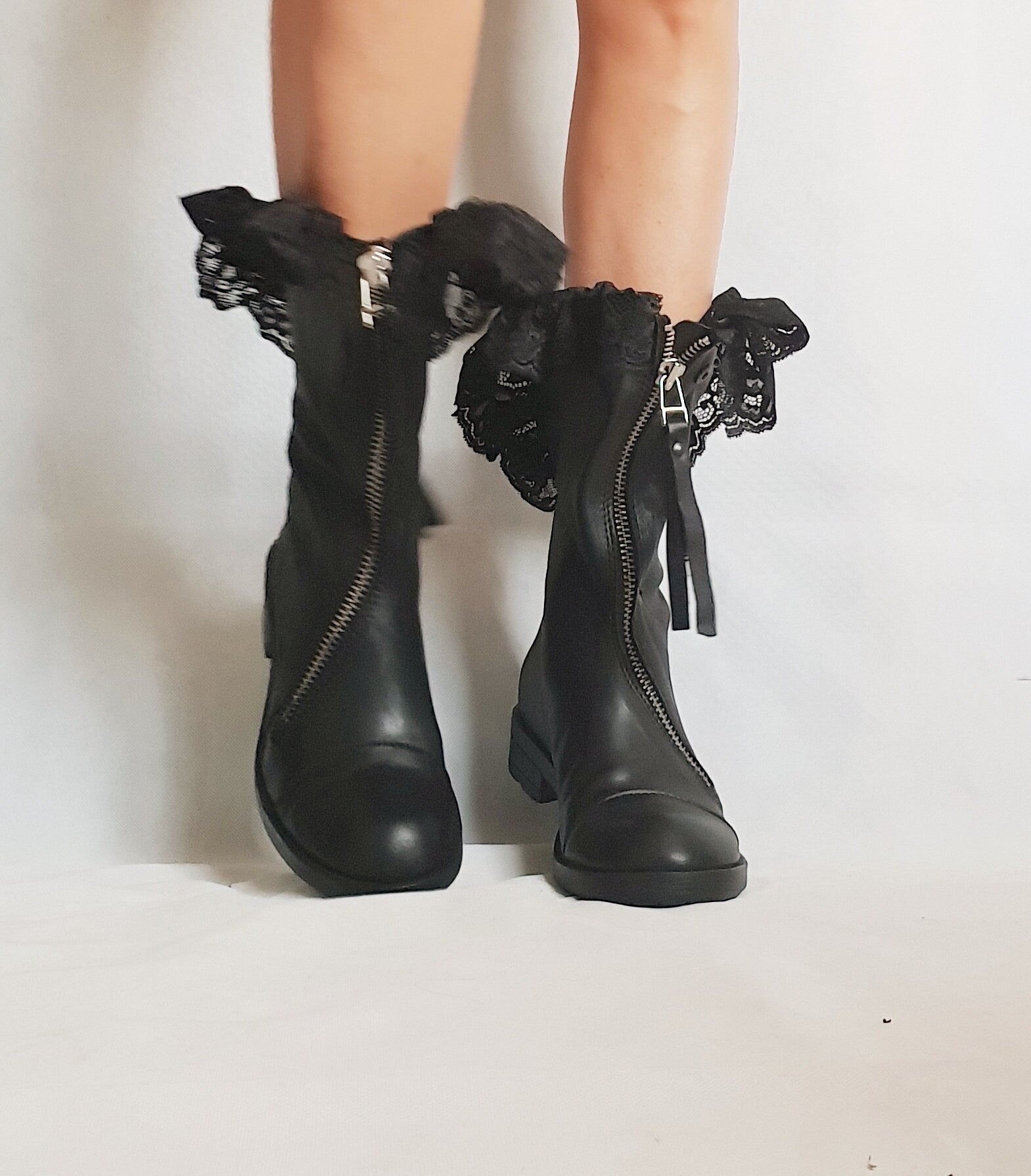 Black Leather Shoes, Leather Booties, All seasons, Gothic Shoes, No Tie Shoes, Steampunk Shoes, Comfortable Shoes, Grunge Booties, Lace