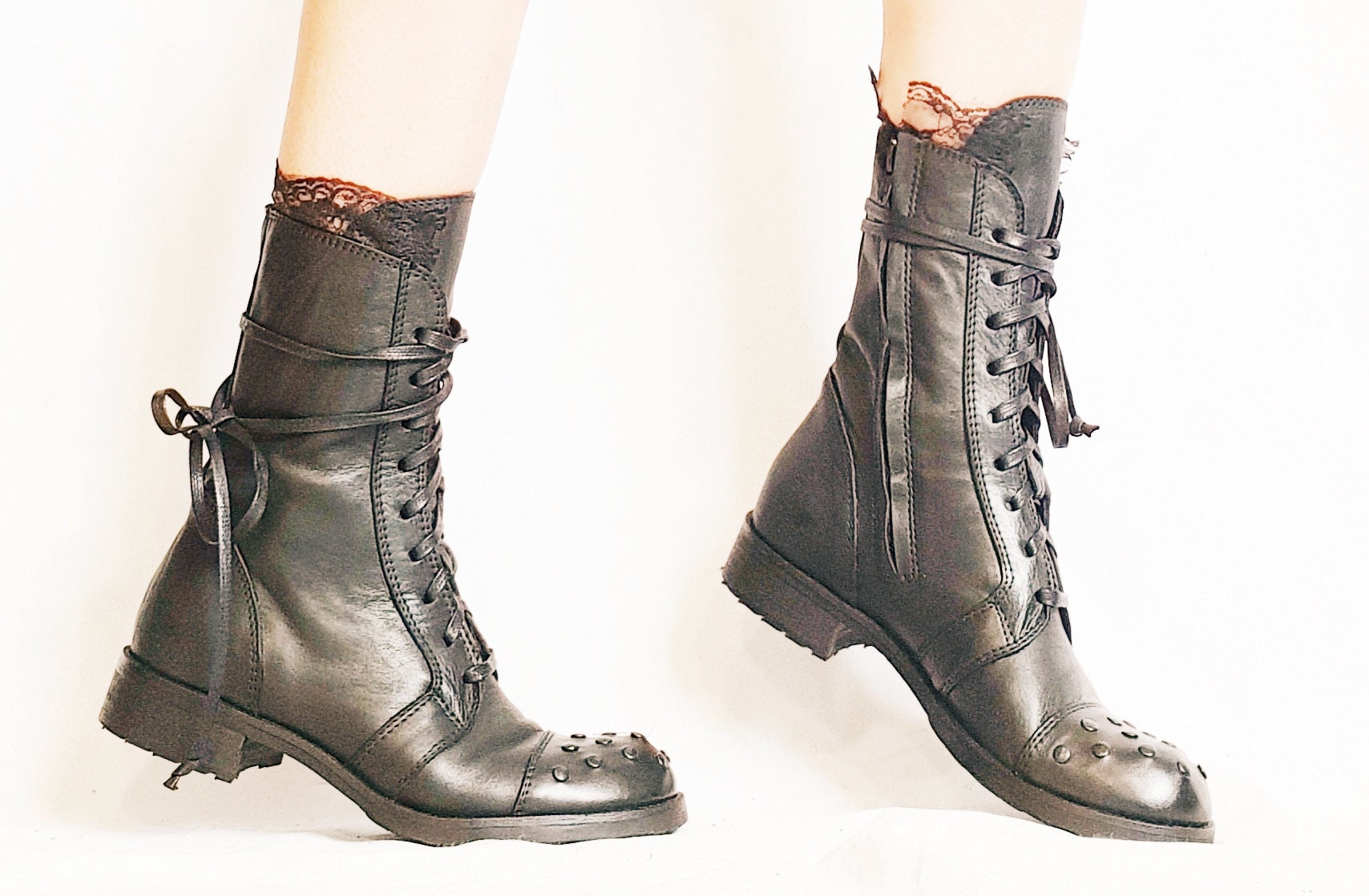 Rocker Boots, Women Black Boots, Leather Boots, Platform Boots, High Ankle Boots, Gothic Boots, Steampunk Boots, Grunge Boots