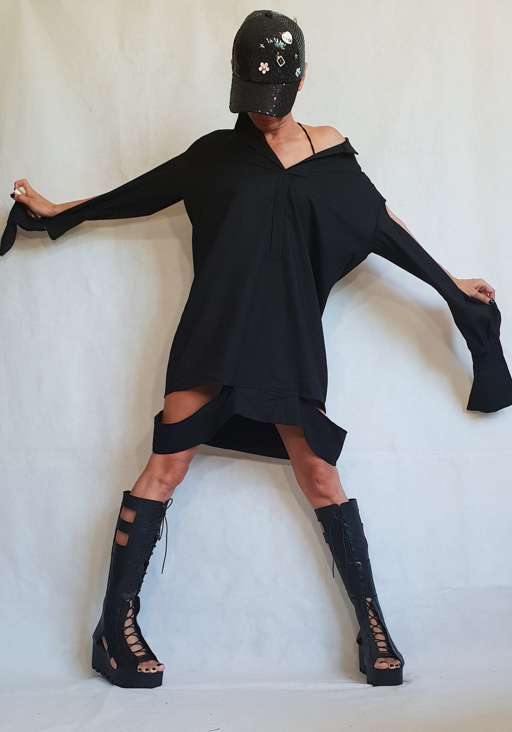 Asymmetric Linen Dress, Avant Garde Tunic, Loose Tunic, Linen Clothing, Gothic Tunic, Steampunk Tunic, Oversize Tunic, Black Tunic Top