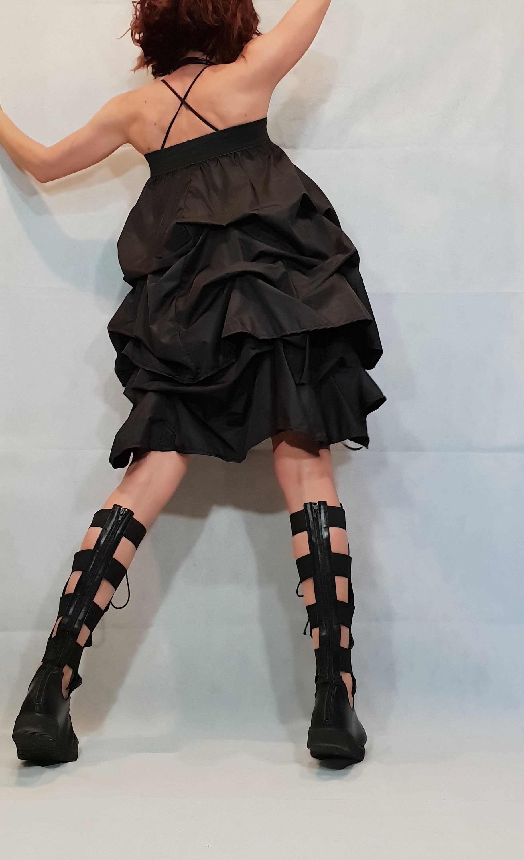 Circle Black Skirt, Extravagant Skirt, Ball Cocktail Skirt, Gothic Skirt, Asymmetric Skirt, Steampunk Skirt, Wedding Skirt, High Waist Skirt