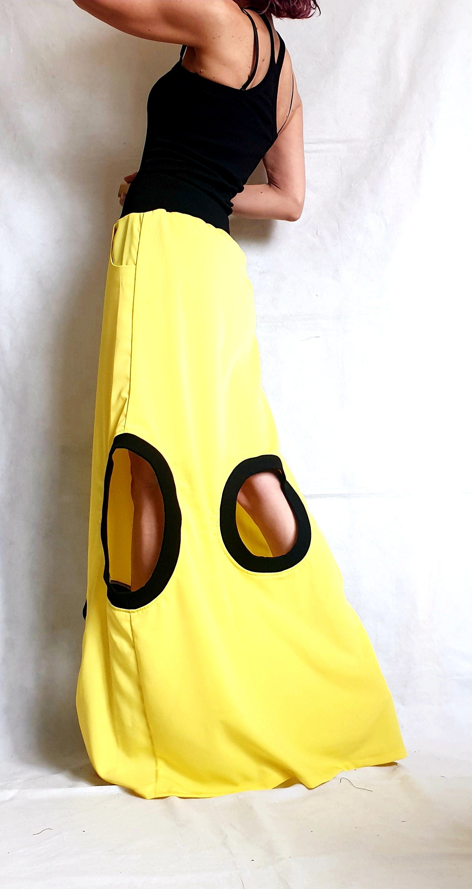 A Line Skirt, Boho Skirt, Wedding Yellow Skirt, Cocktail Skirt, Gothic Skirt, Asymmetric Skirt, Maxi Skirt, Steampunk Skirt, High Skirt