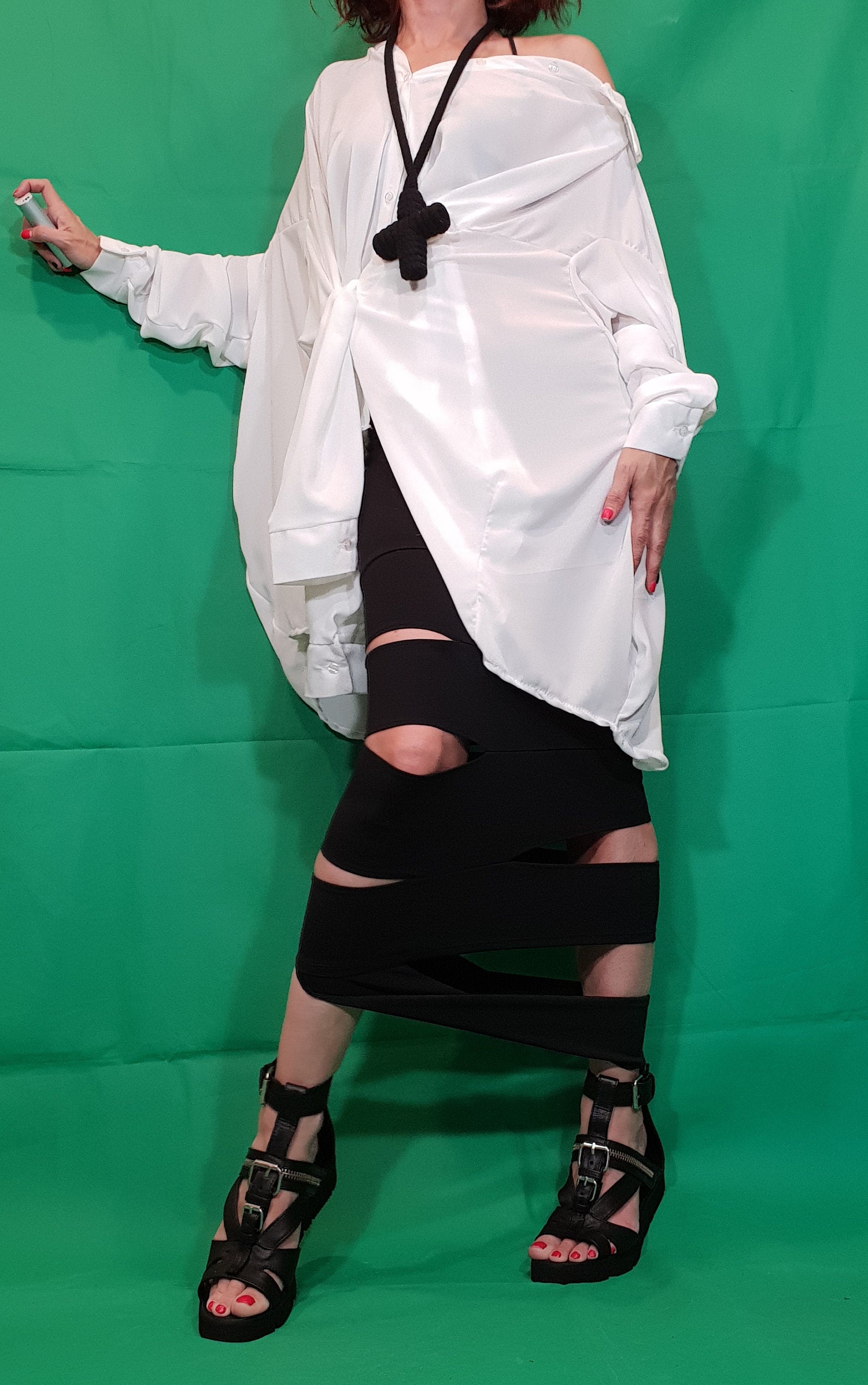 Chiffon Extravagant Shirt, Oversized Shirt, Deconstructed Clothing, Avant Garde Shirt, Asymmetrical Tunic, White Tunic Shirt, Loose Top