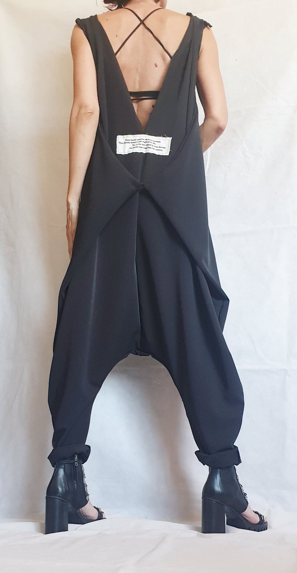 Asymmetric long Jumpsuit/Harem Jumpsuit/Boho Jumpsuit/ Gothic Jumpsuit / Extravagant Wide Leg Overall/Steampunk Jumpsuit/Sleeveless Jumpsuit