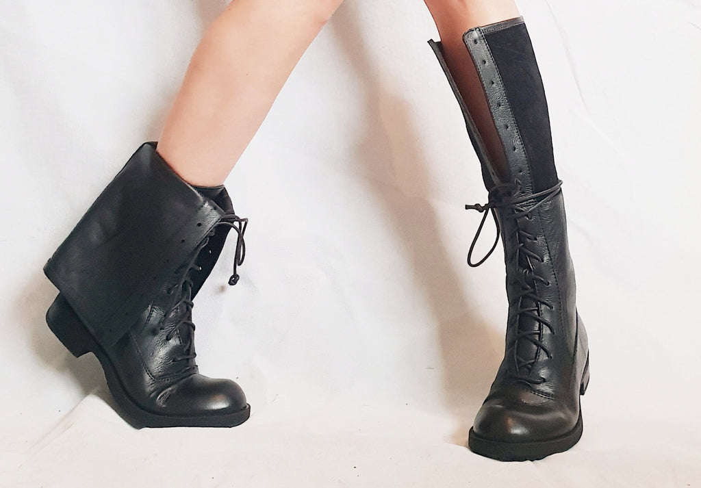 Leather Boots, High Ankle Boots, Black Boots, Women Boots, Gothic Boots, Rocker Boots, Winter Boots, Platform Boots, Leather Shoes, Winter