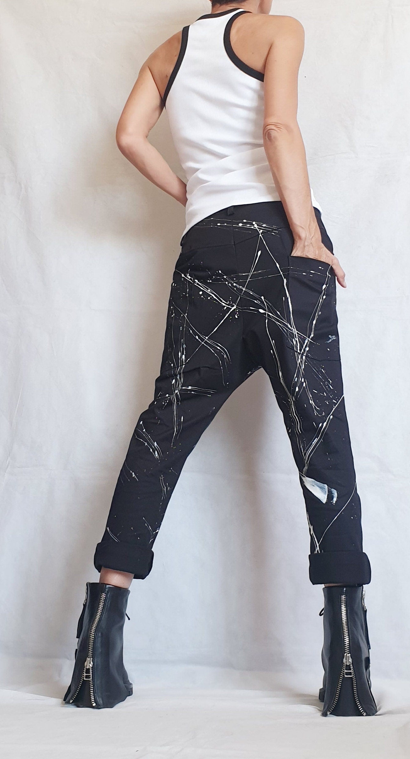 Extravagant Red Pants, Casual Pants, Urban Pants, Loose Pants, Punk Pants, Gothic Pants, Steampunk Pants, Wide Leg Pants