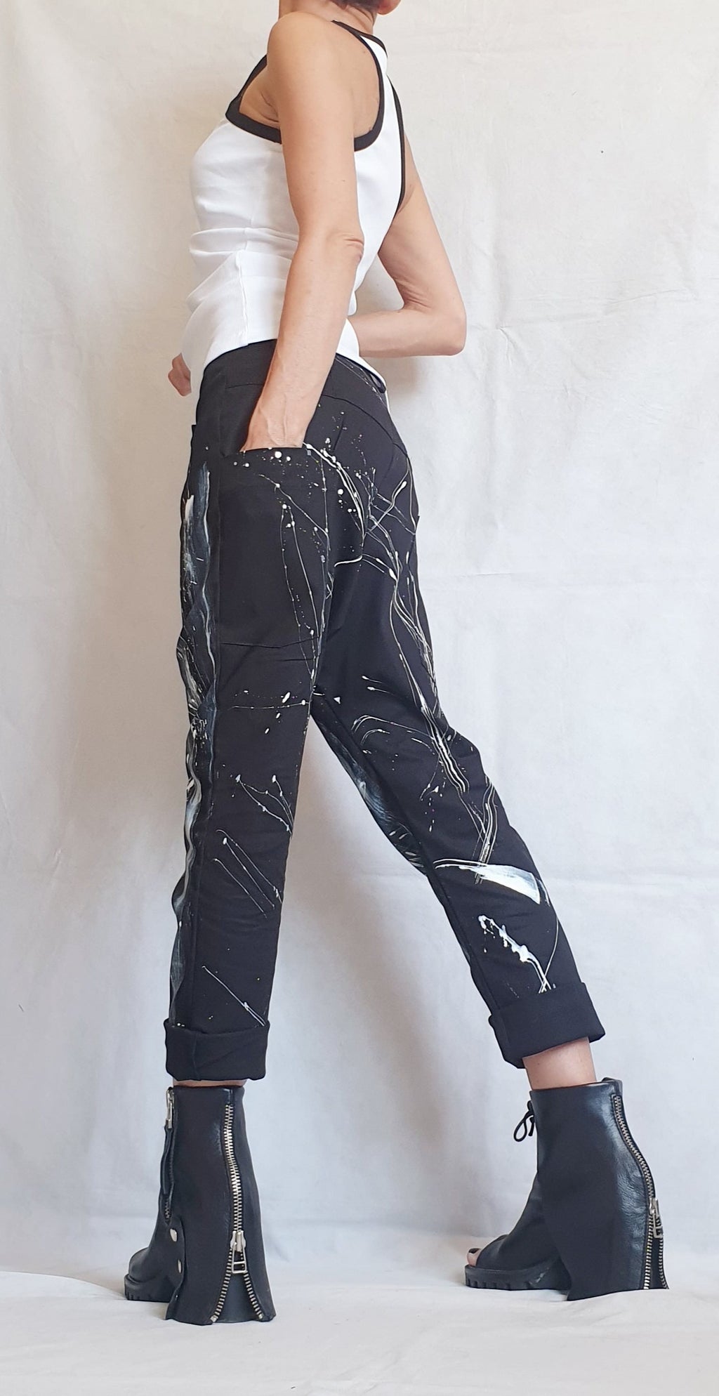 Extravagant Red Pants, Casual Pants, Urban Pants, Loose Pants, Punk Pants, Gothic Pants, Steampunk Pants, Wide Leg Pants