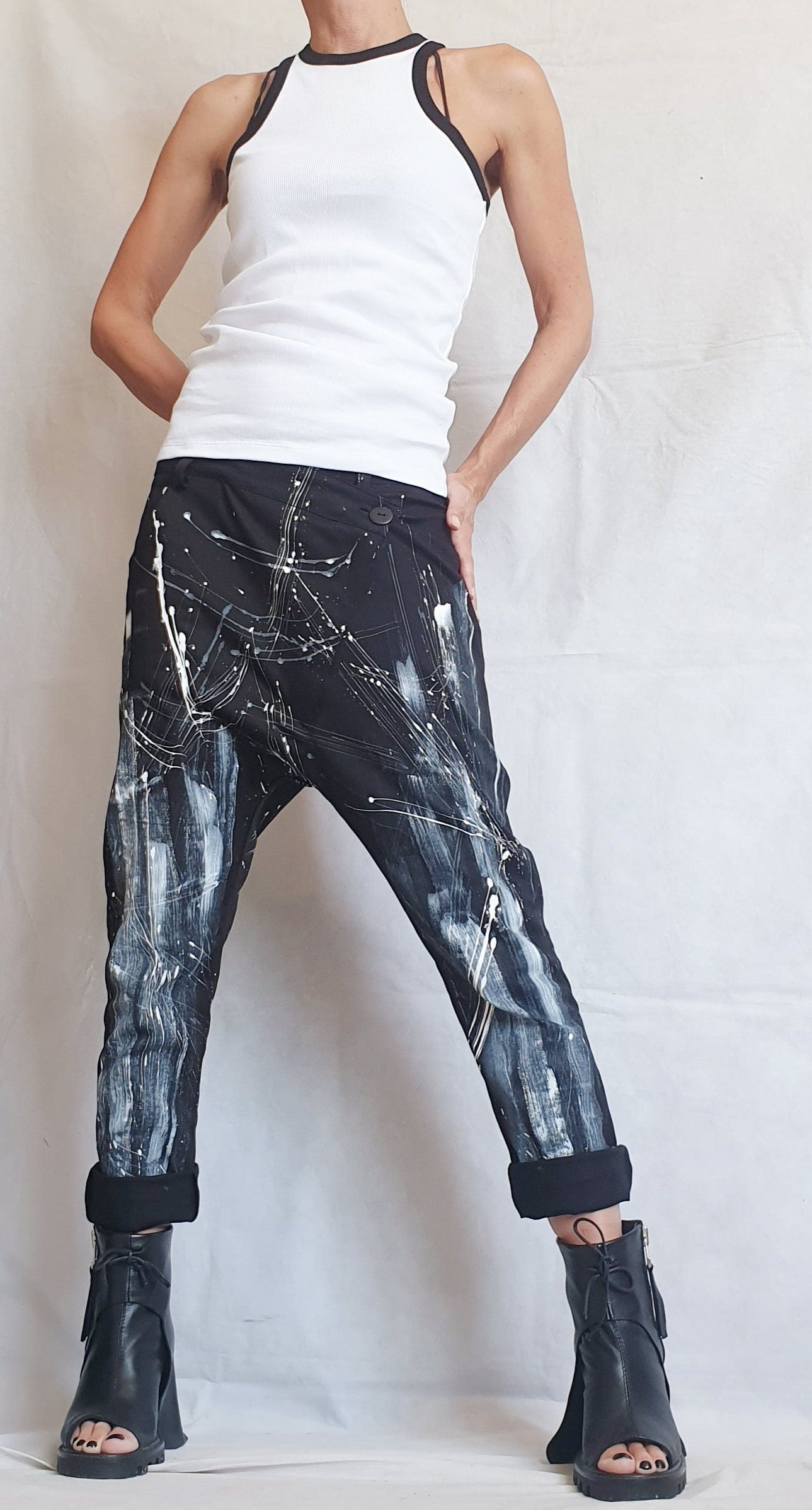 Extravagant Red Pants, Casual Pants, Urban Pants, Loose Pants, Punk Pants, Gothic Pants, Steampunk Pants, Wide Leg Pants