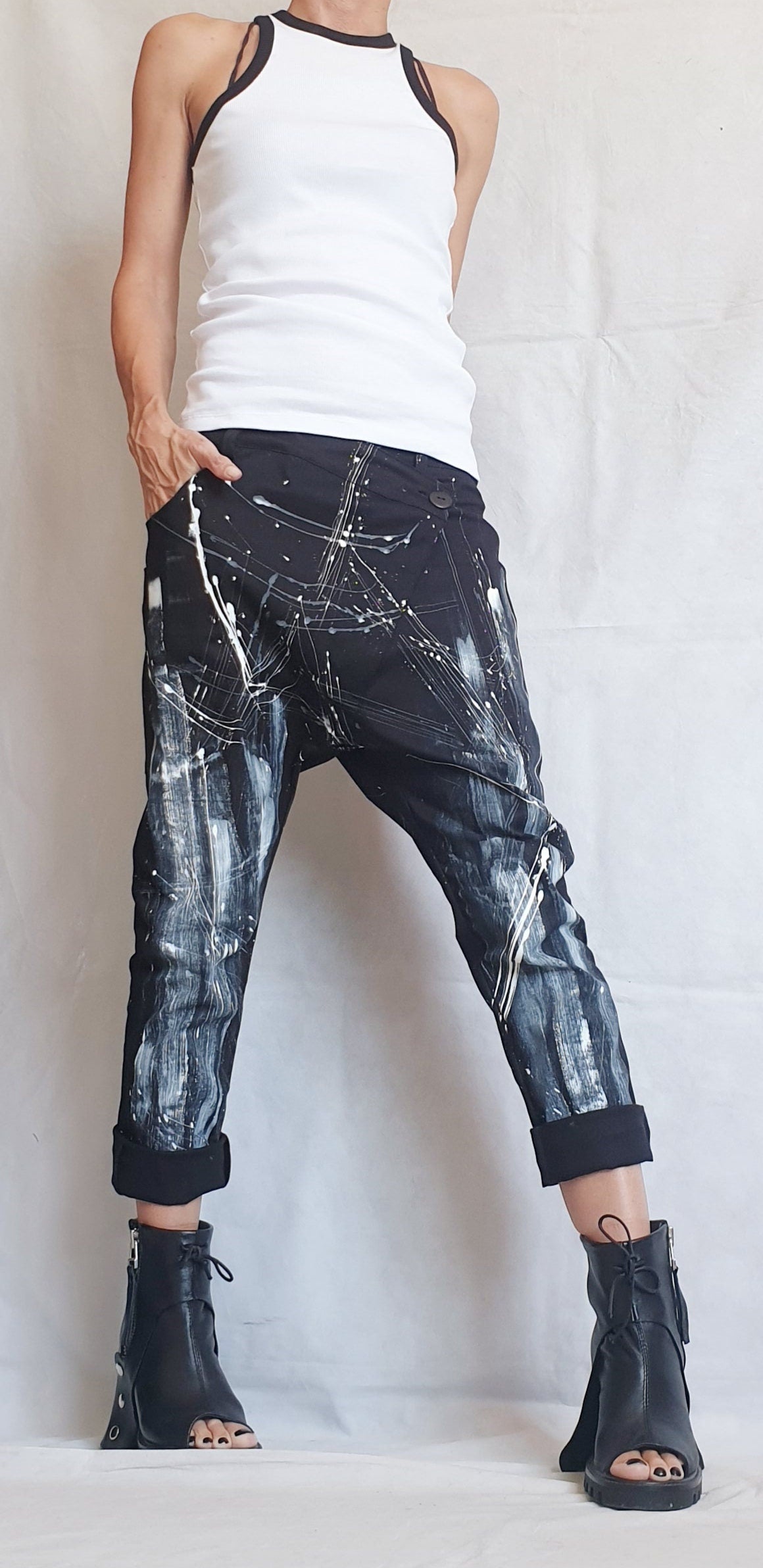 Extravagant Red Pants, Casual Pants, Urban Pants, Loose Pants, Punk Pants, Gothic Pants, Steampunk Pants, Wide Leg Pants