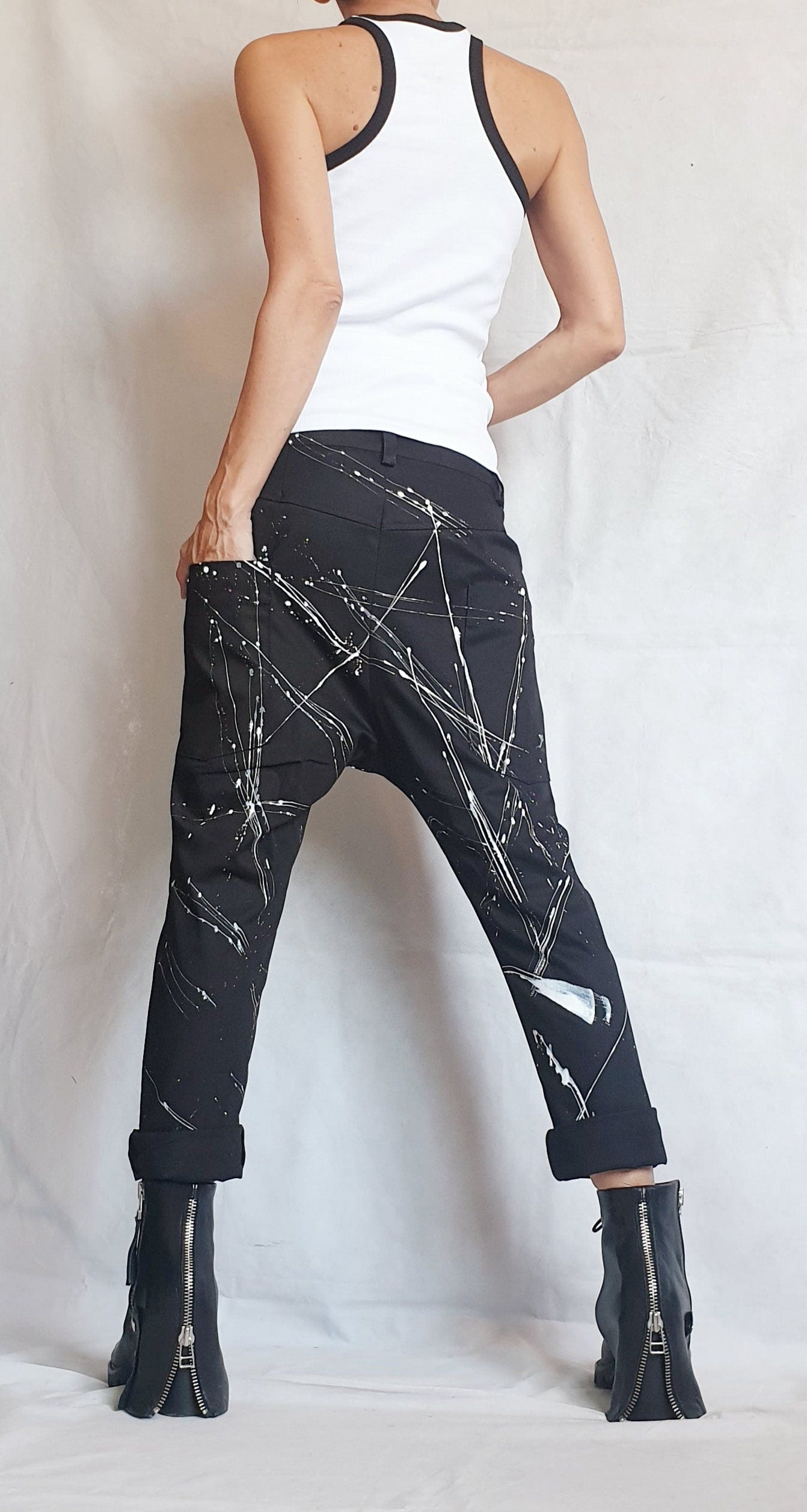 Extravagant Red Pants, Casual Pants, Urban Pants, Loose Pants, Punk Pants, Gothic Pants, Steampunk Pants, Wide Leg Pants