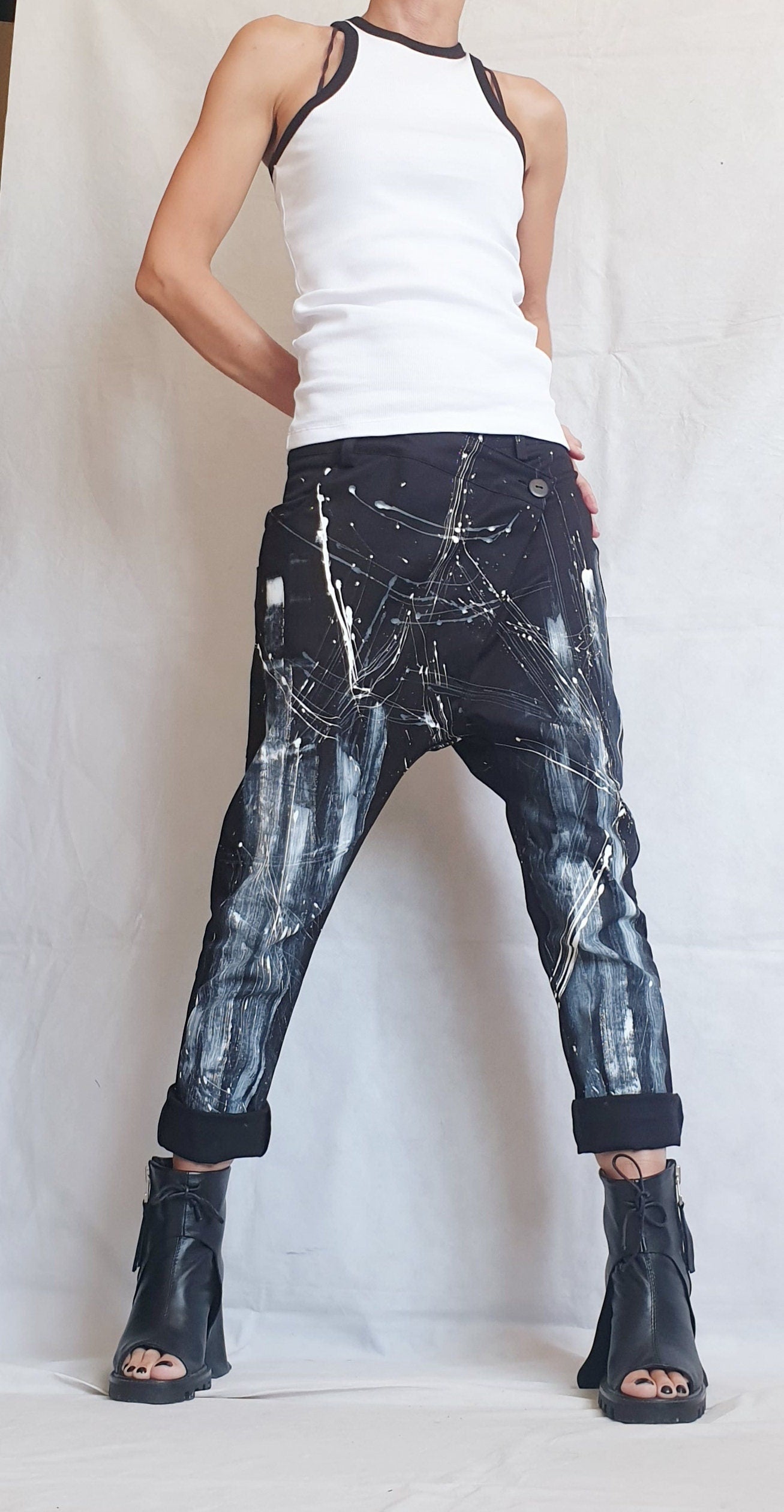 Extravagant Red Pants, Casual Pants, Urban Pants, Loose Pants, Punk Pants, Gothic Pants, Steampunk Pants, Wide Leg Pants