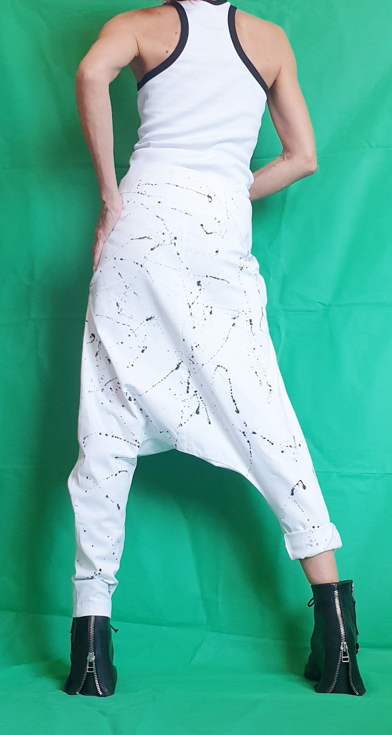 Extravagant Harem Pants/Loose Casual Pants/Women Pants/Baggy Pants/Long Maxi White Pants/Casual Harem Trousers