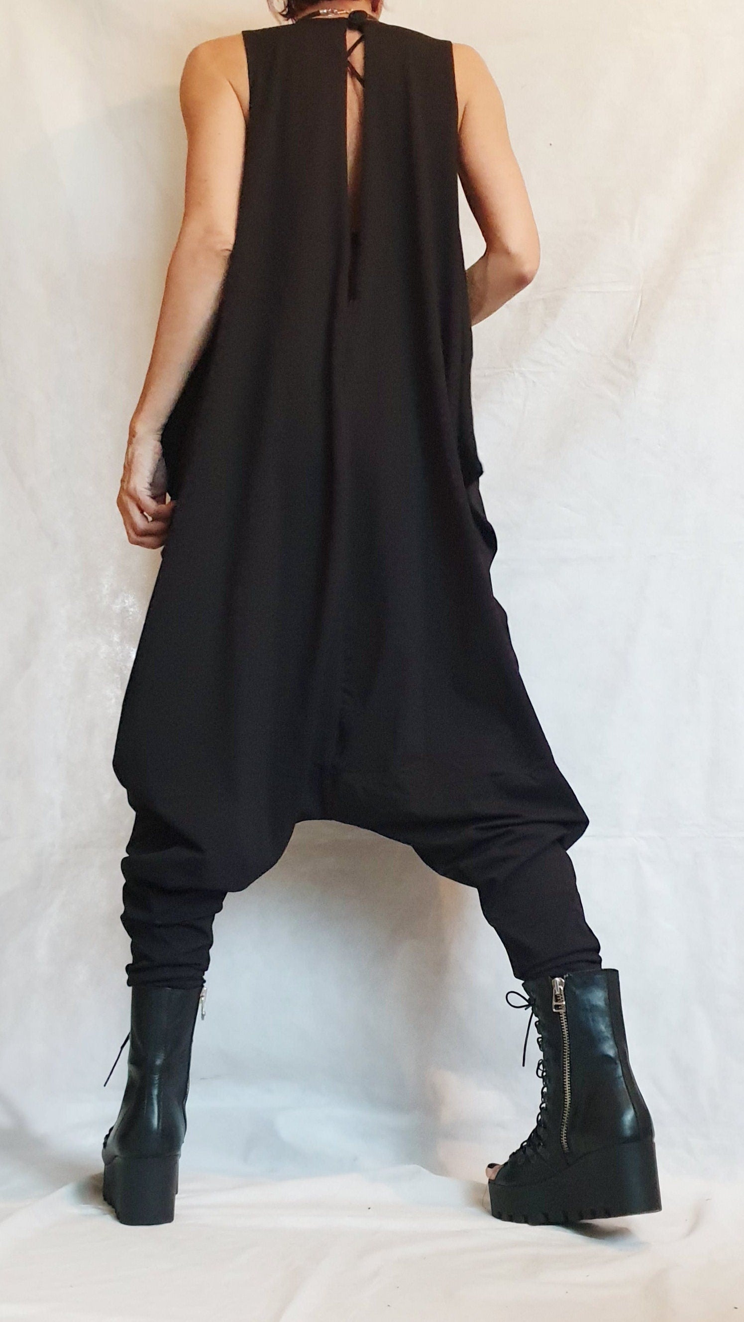 Black Harem Jumpsuit, Loose Jumpsuit, Drop Crotch Jumpsuit, Plus Size Clothing, Women Overall, Urban Clothing, Oversize Jumpsuit, Gothic