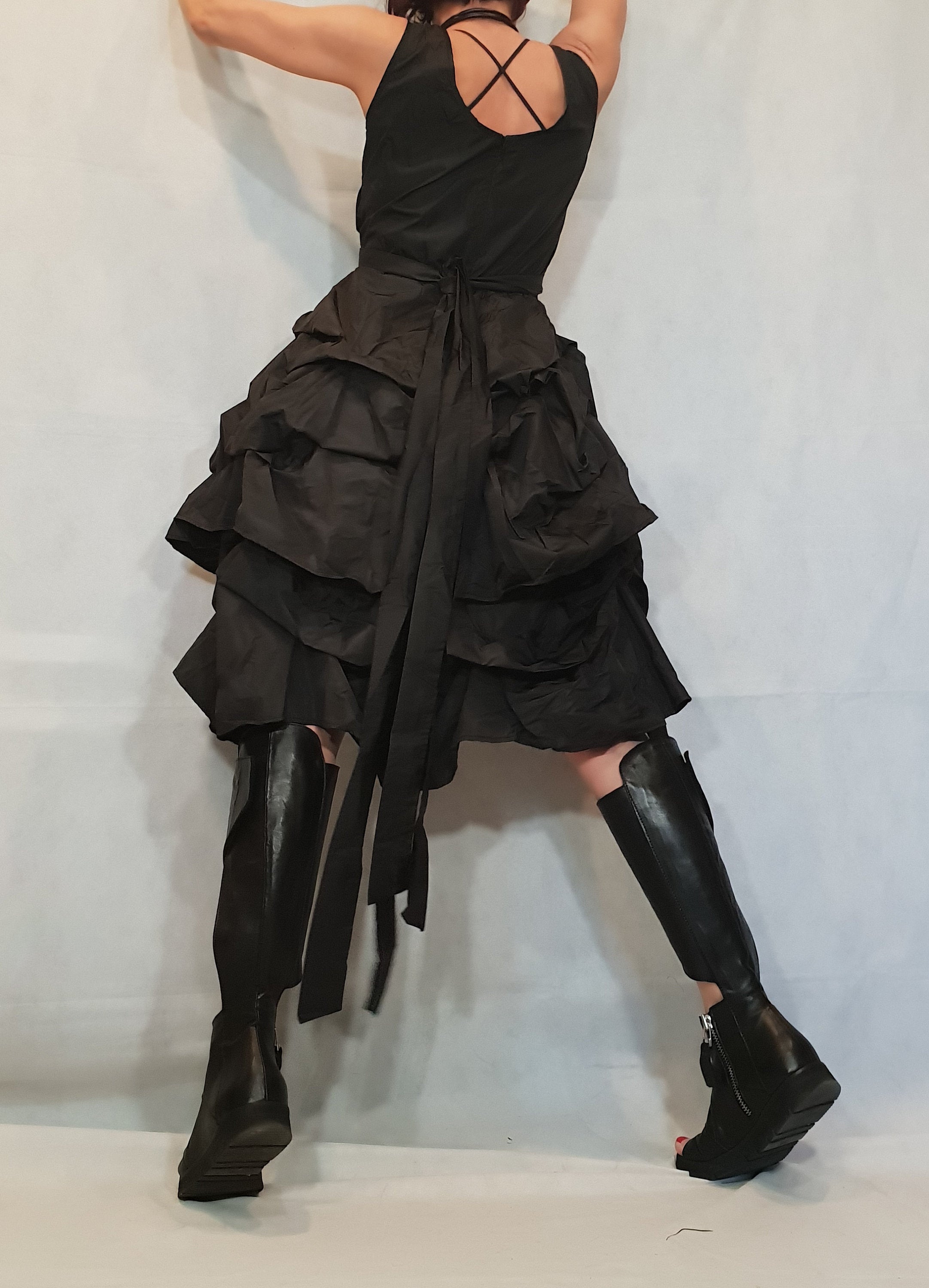 Black Dress, Asymmetric Dress, Plus Size Clothing, Gothic Dress, Steampunk Dress, Sleeveless Dress, Vampire Dress, Witch Dress, Tank Dress