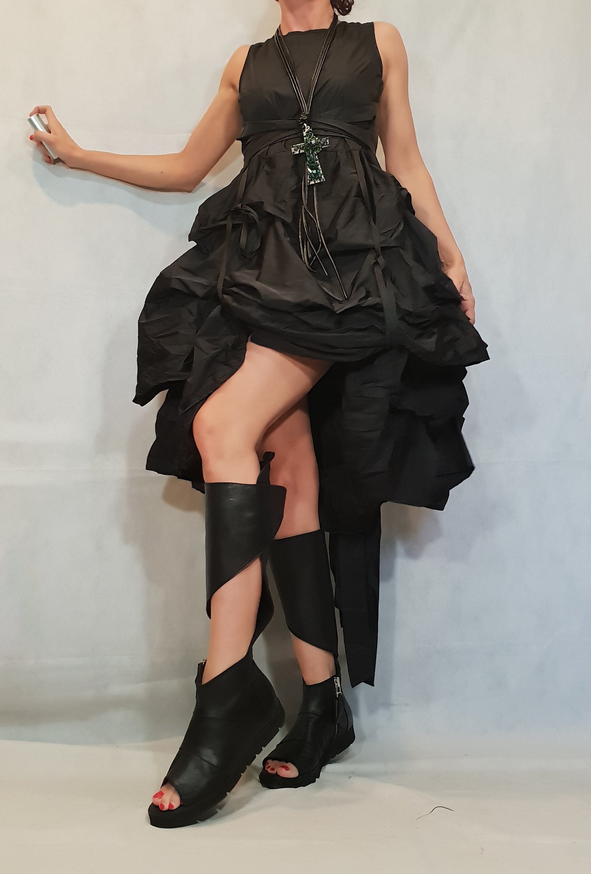 Black Dress, Asymmetric Dress, Plus Size Clothing, Gothic Dress, Steampunk Dress, Sleeveless Dress, Vampire Dress, Witch Dress, Tank Dress