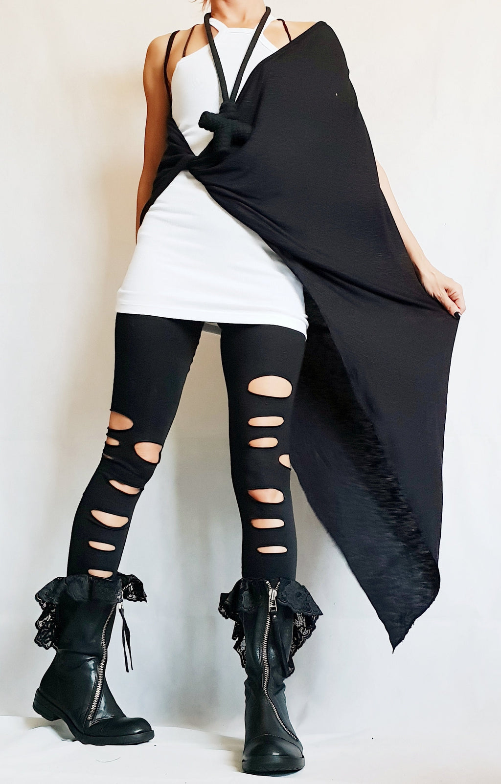 Asymmetric Top, Avant Garde Tunic, Futuristic Clothing, Deconstructed Top, Gothic Tunic, Steampunk Tunic, One Shoulder Top, Black Top