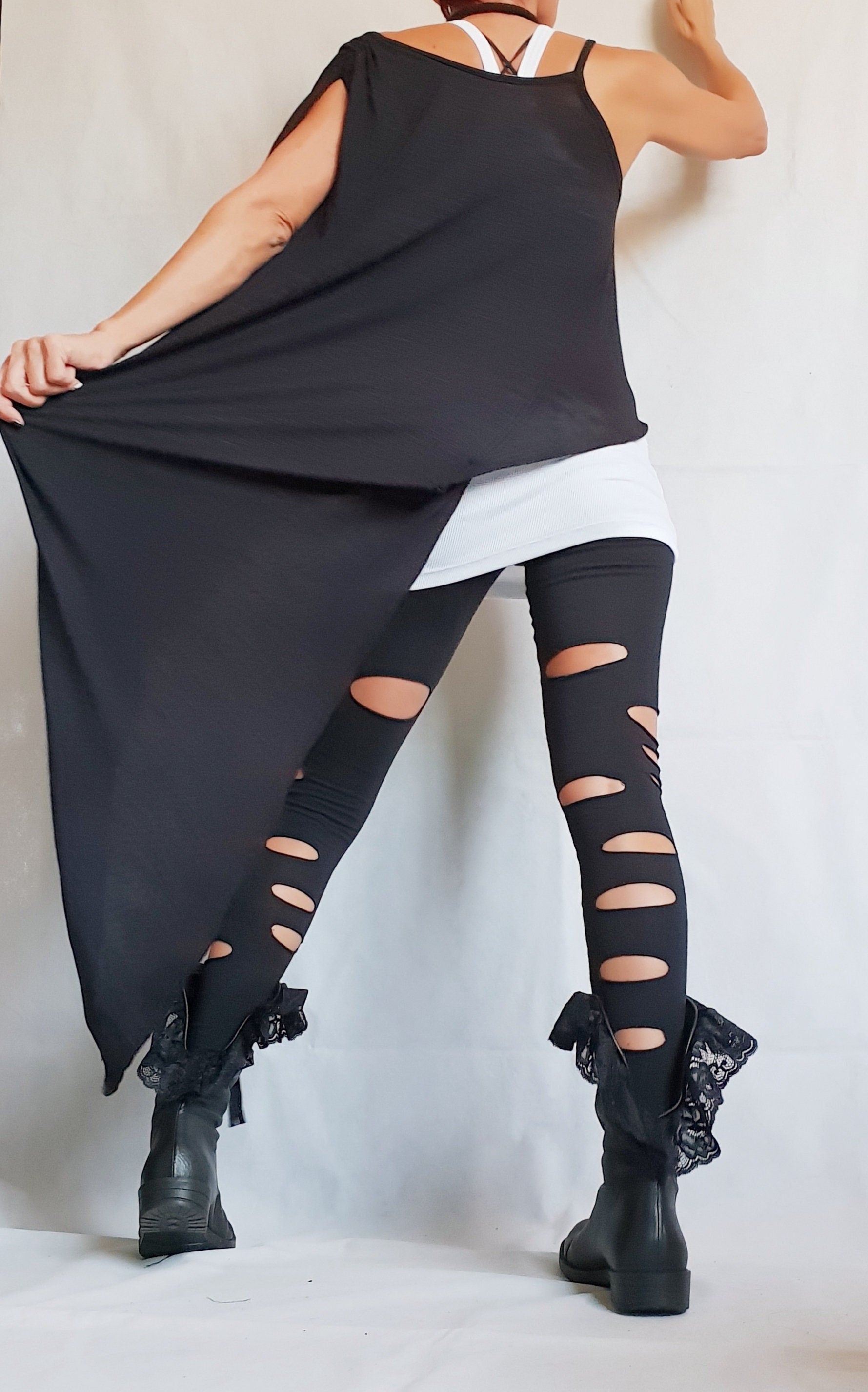 Asymmetric Top, Avant Garde Tunic, Futuristic Clothing, Deconstructed Top, Gothic Tunic, Steampunk Tunic, One Shoulder Top, Black Top