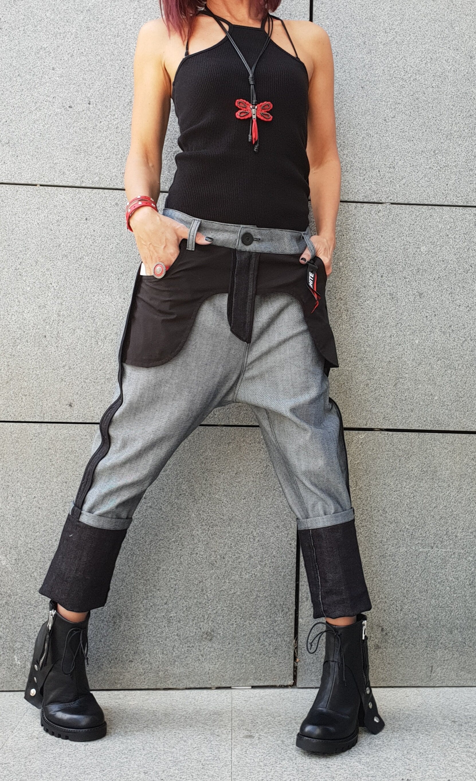 Denim Pants, Harem Pants, Women Jeans, Urban Clothing, Drop Crotch Pants, Avant Garde Clothing, Grunge Pants, Urban Pants, Loose Pants