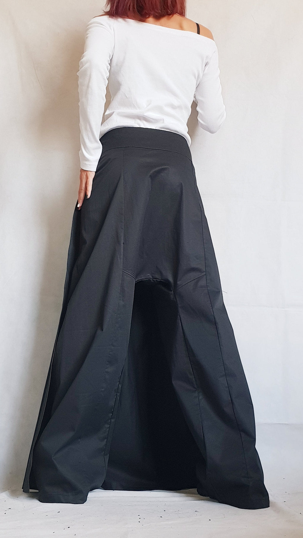 Trousers Skirt/Loose Casual Pants/Extravagant Harem Pants/Women Pants/Baggy Pants/Short Black Pants/Casual Harem Trousers