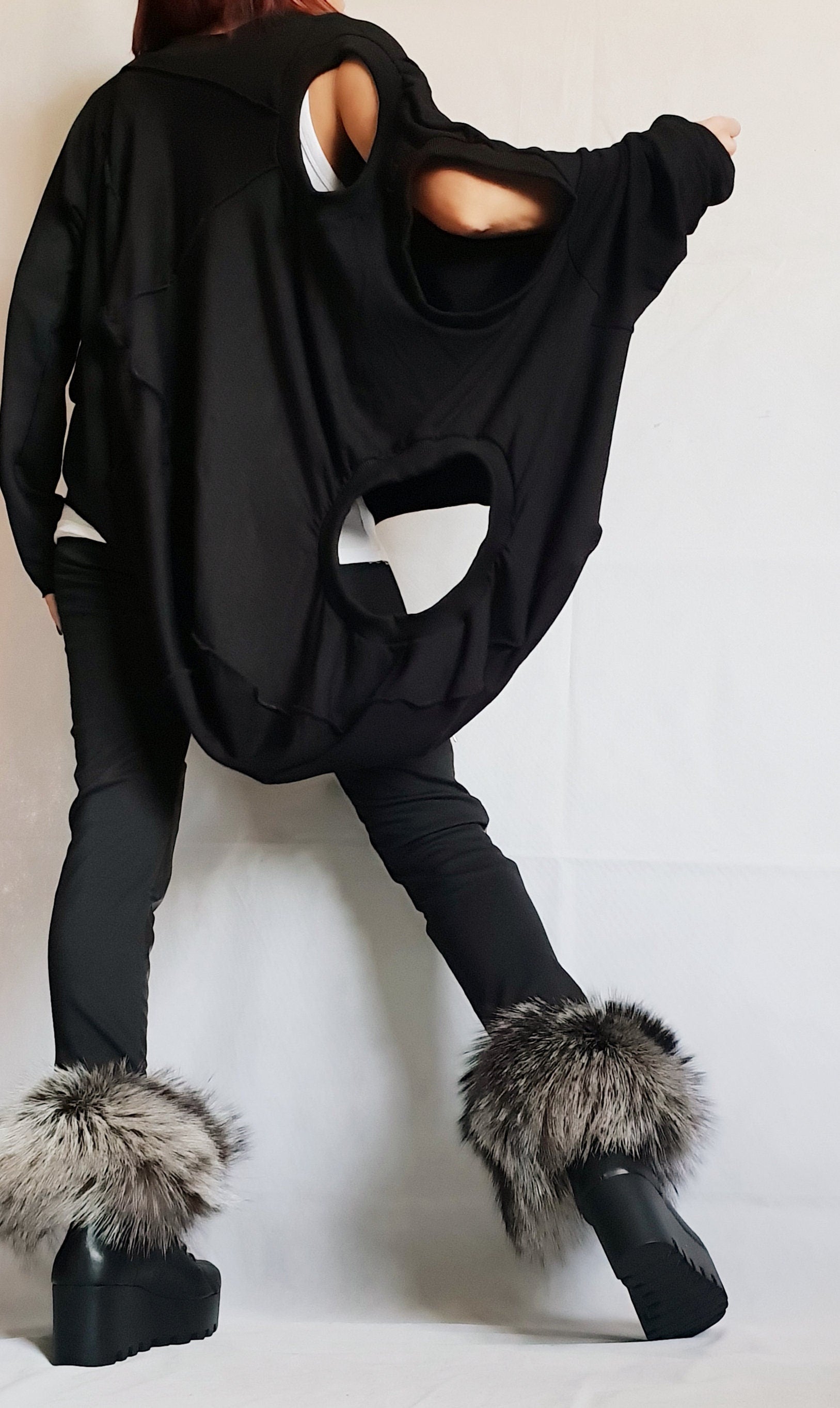 Asymmetrical tunic, Avant Garde Tunic, Loose Tunic, Deconstructed Top, Gothic tunic, Oversize Tunic, Long Short Sleeve Top