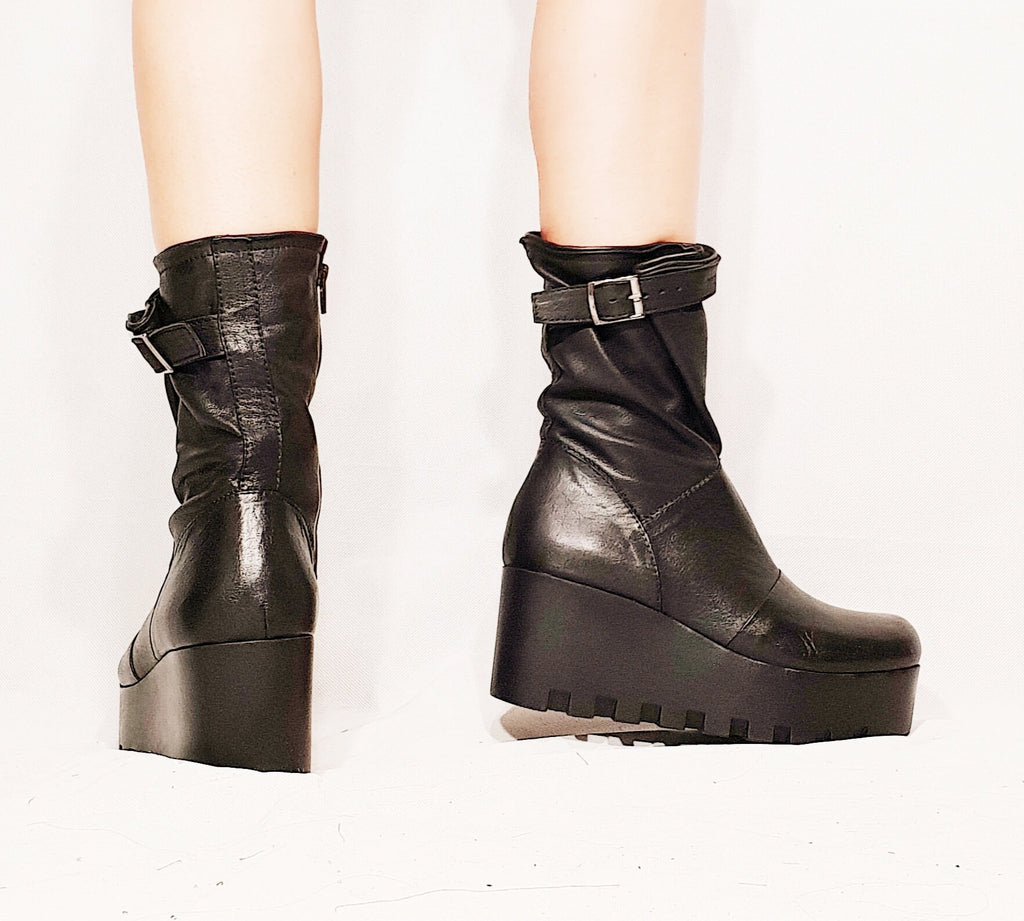 Black Leather Shoes, Platform All seasons, Gothic Booties, Leather Ankle Boots, Steampunk Shoes, Platform Booties, Extravagant Shoes,Grunge