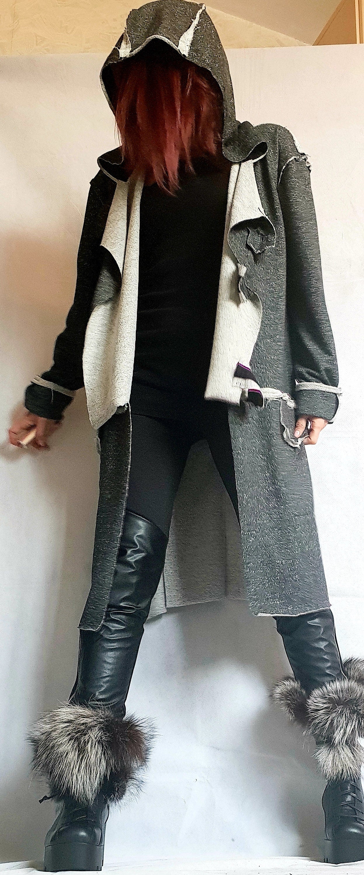 Asymmetric Cardigan, Avant Garde Clothing, Drape Cardigan, Urban Clothing, Steampunk Cardigan, Avant Garde Hoodie, Plus Size Clothing