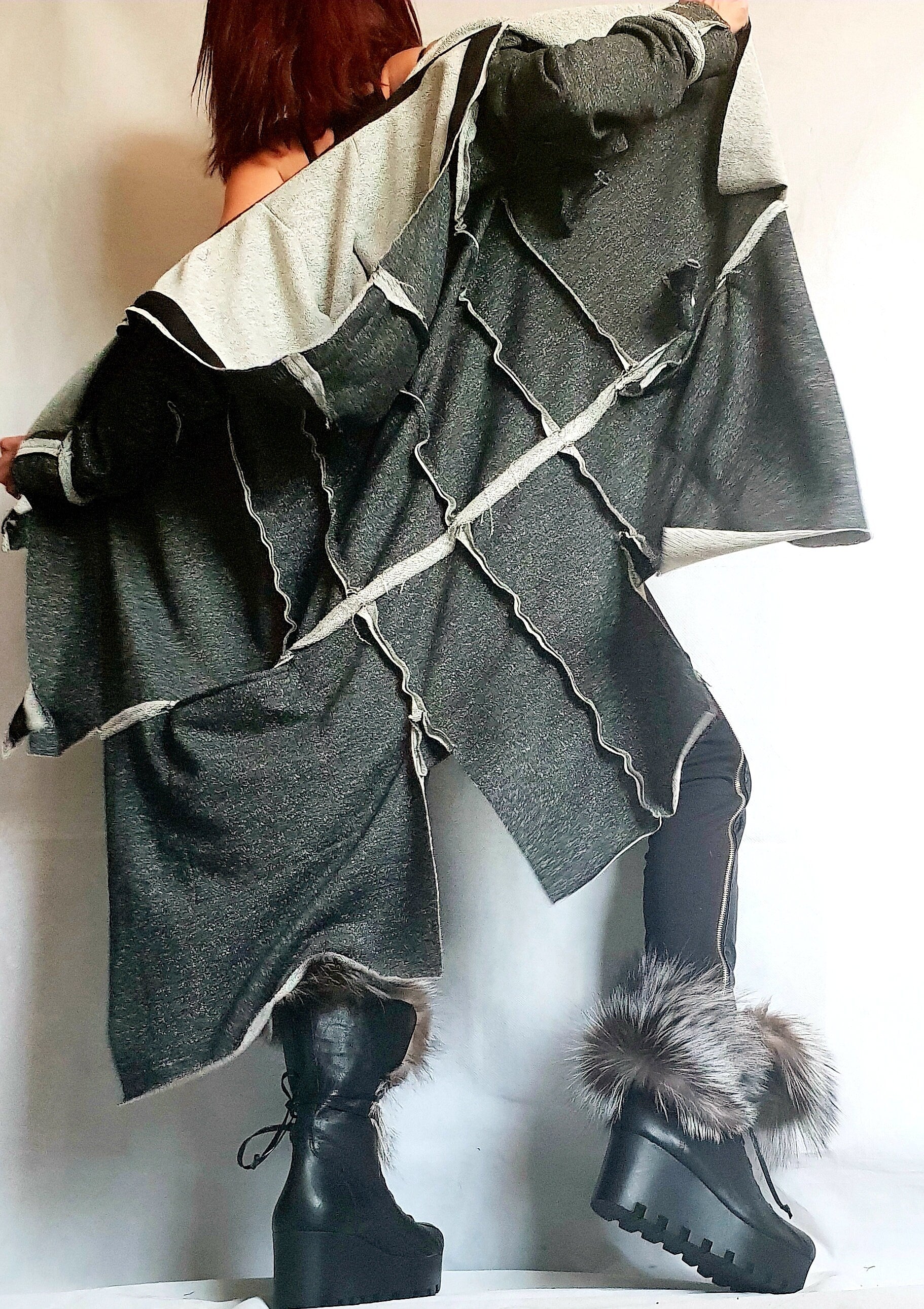 Asymmetric Cardigan, Avant Garde Clothing, Drape Cardigan, Urban Clothing, Steampunk Cardigan, Avant Garde Hoodie, Plus Size Clothing