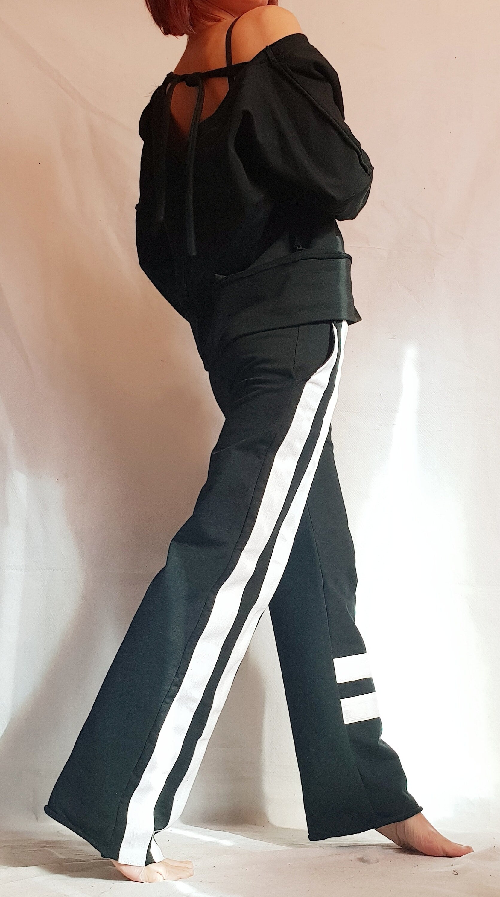 Casual Cotton Women Set, Black Women Set, Two Piece Modern Set, Extravagant Women Set, Black Sport Set, Loose Women Pants, Loose Blouse