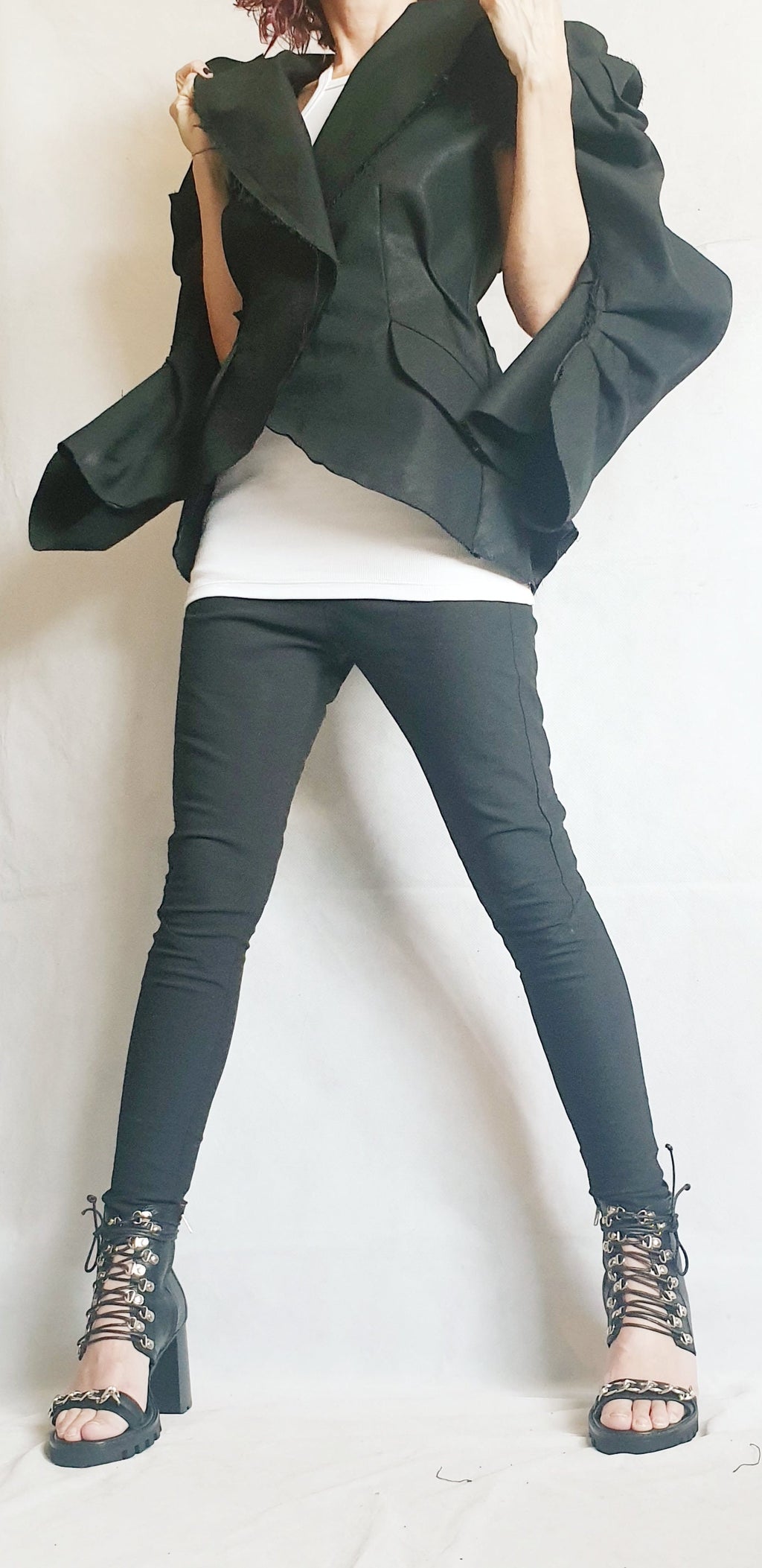 Avant Garde Blazer, Black Jacket, Suit Jacket, Deconstructed Blazer, Futuristic Clothing, Fitted Jacket, Steampunk Jacket, Women Blazer