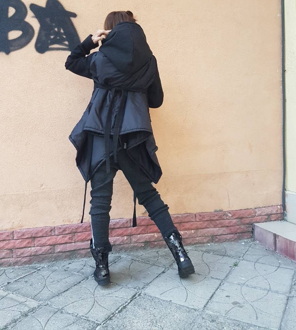 Black Jacket For Women, Gothic Jacket, Steampunk Jacket, Plus Size Clothing, Winter Jacket, Hooded Jacket, Loose Jacket, Long Sleeve Jacket