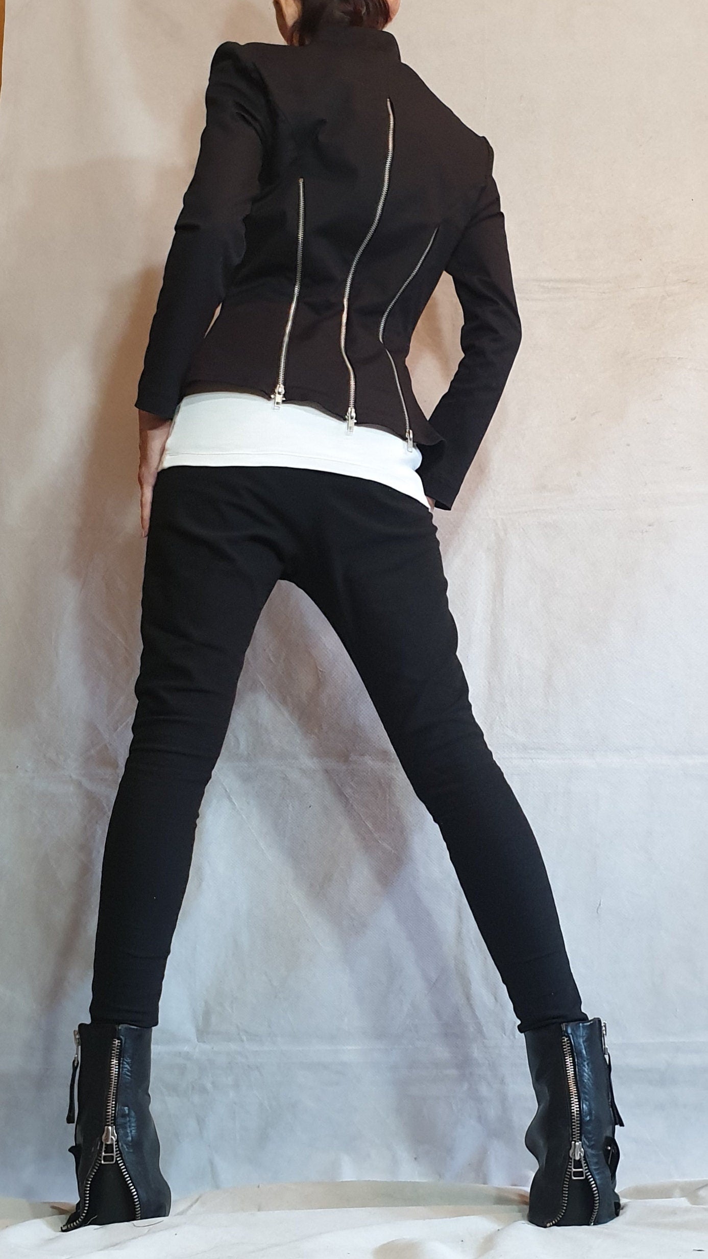 Blazer Coat, Women Coat, Tight Coat, Black Coat, Extravagant Coat, Zipper Coat, Long Sleeve Coat, Fitted Coat, Cotton Coat