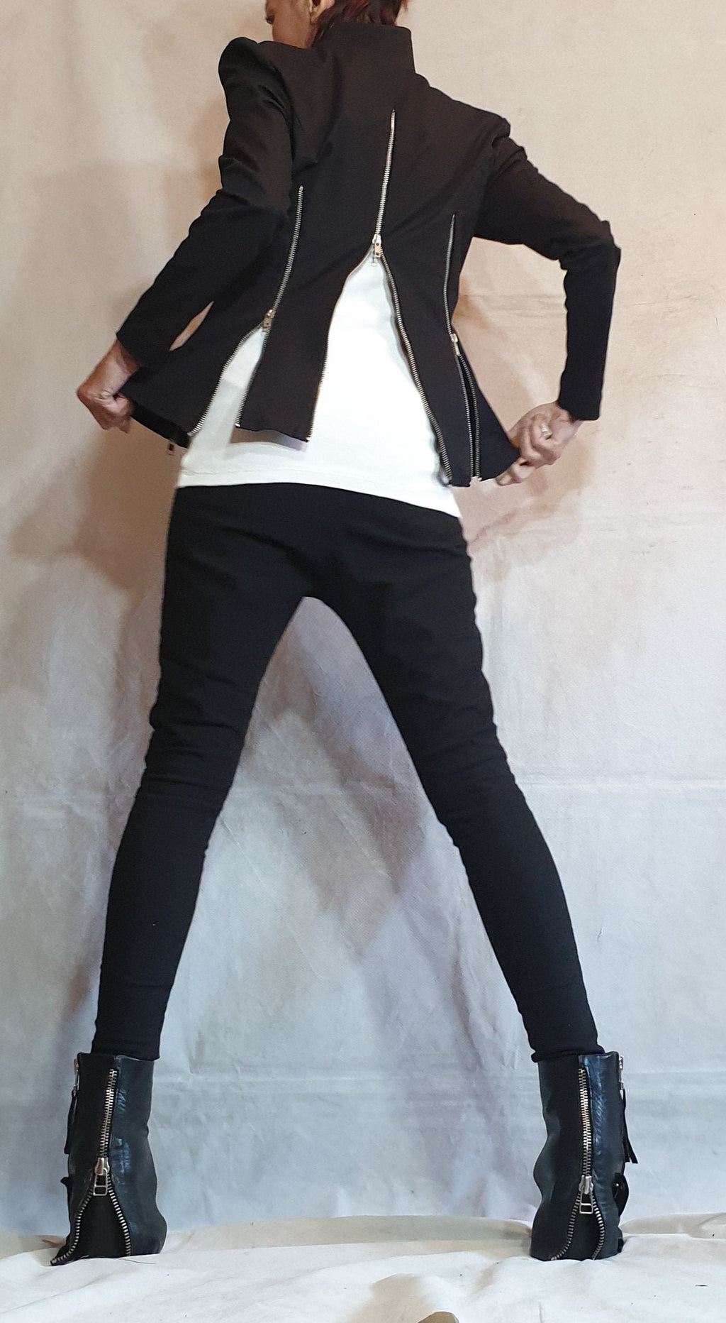 Blazer Coat, Women Coat, Tight Coat, Black Coat, Extravagant Coat, Zipper Coat, Long Sleeve Coat, Fitted Coat, Cotton Coat