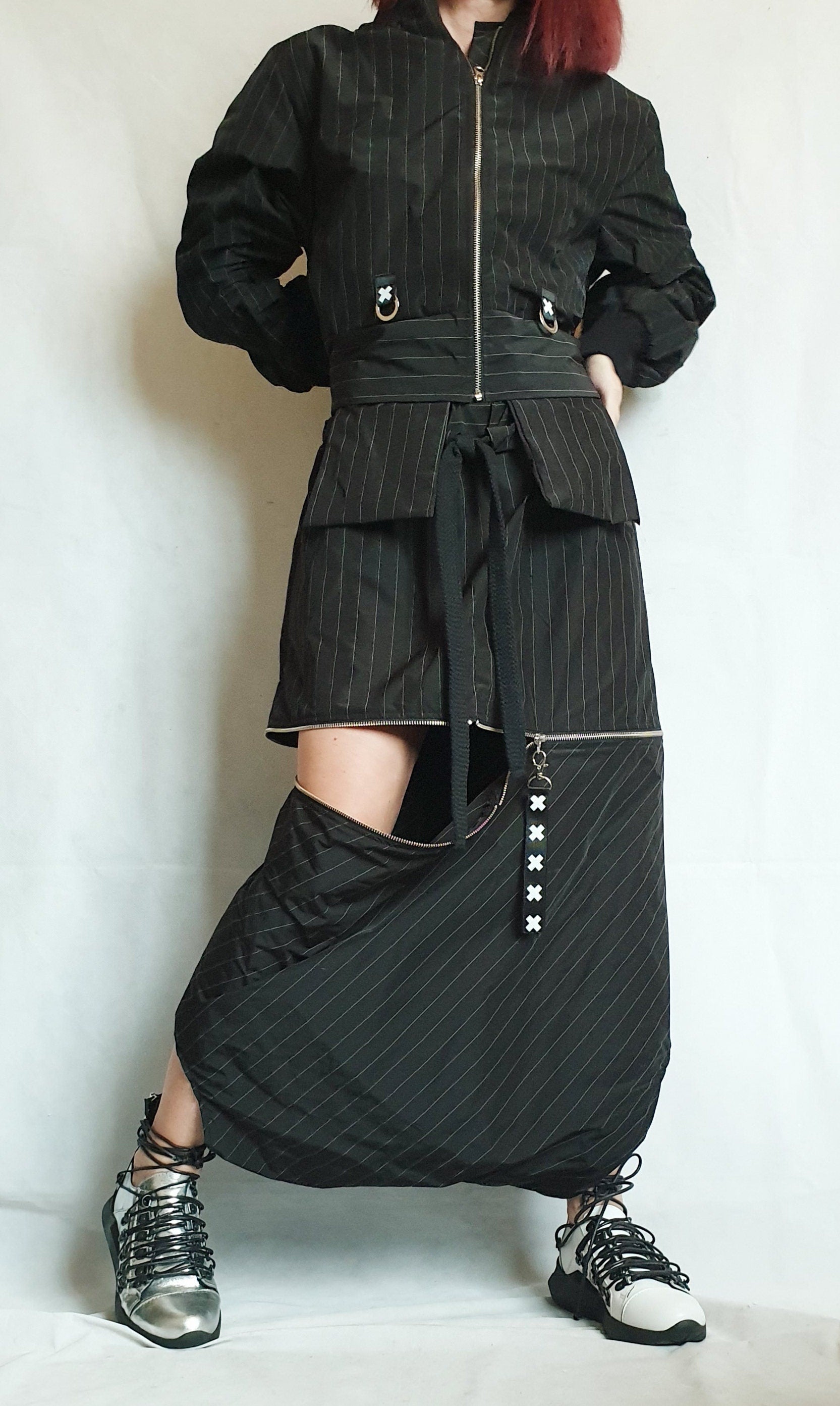Extravagant Skirt Pants/Asymmetric Skirt Pants/Extravagant Harem Pants/Baggy Pants/Short Black Pants/Casual Harem Trousers