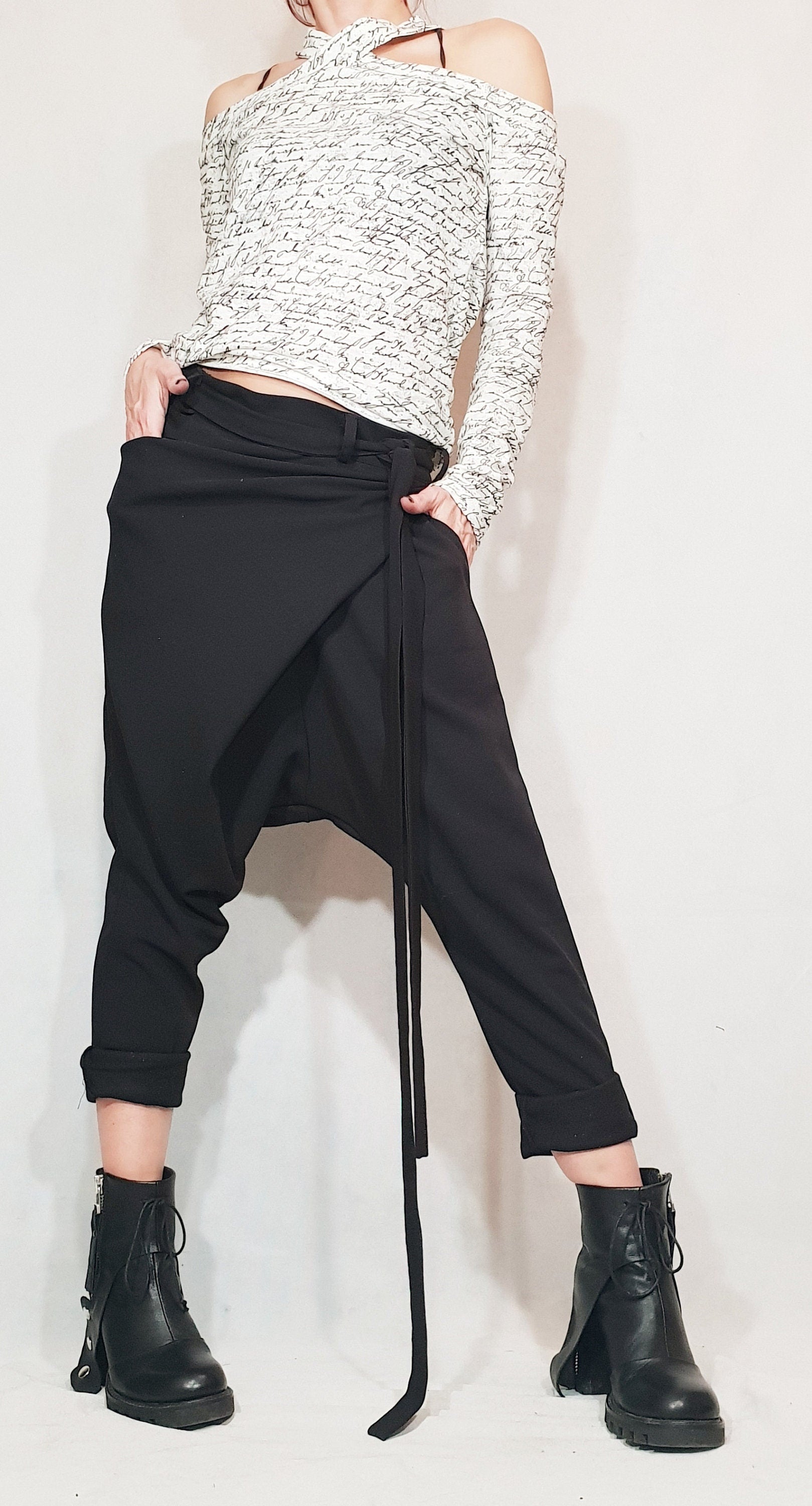 Avant Garde Pants /Harem Pants Women Gothic Pants/ Steampunk Pants/ Wide Leg Pants