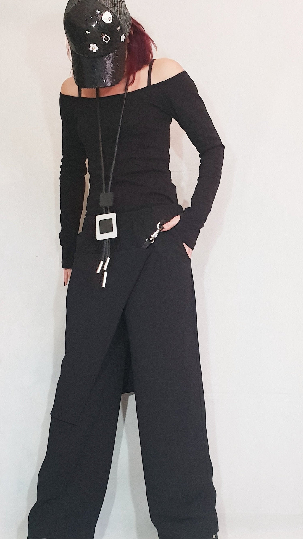 Extravagant Harem Pants/Pants with Skirt/Women Gothic Pants/Drop Crotch Pants