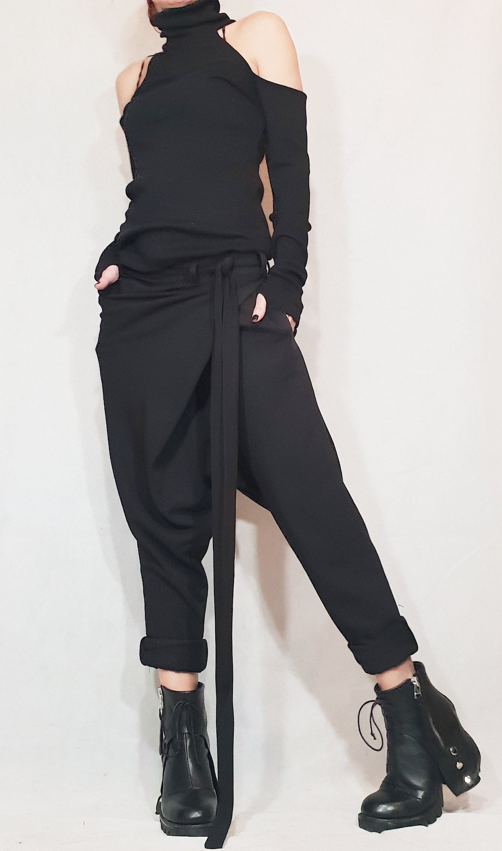 Loose Harem Pants, Harem Women Trousers, Black Loose Pants, Gothic Pants, Extravagant Women Pants, Drop Crotch Pants