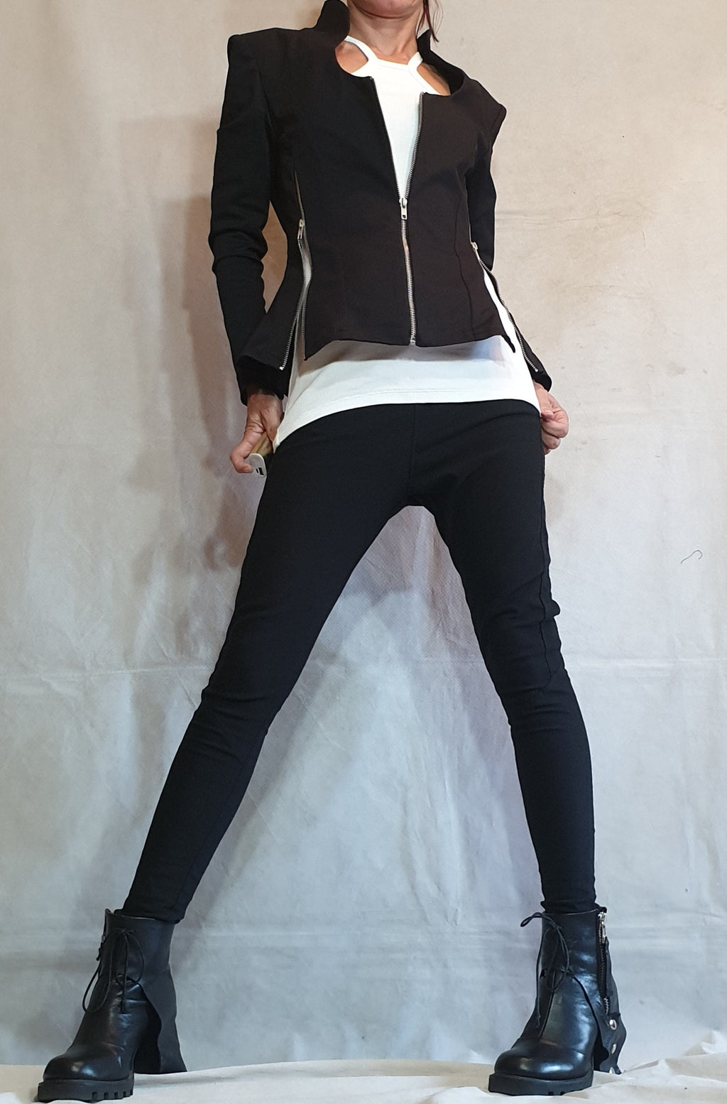 Blazer Coat, Women Coat, Tight Coat, Black Coat, Extravagant Coat, Zipper Coat, Long Sleeve Coat, Fitted Coat, Cotton Coat