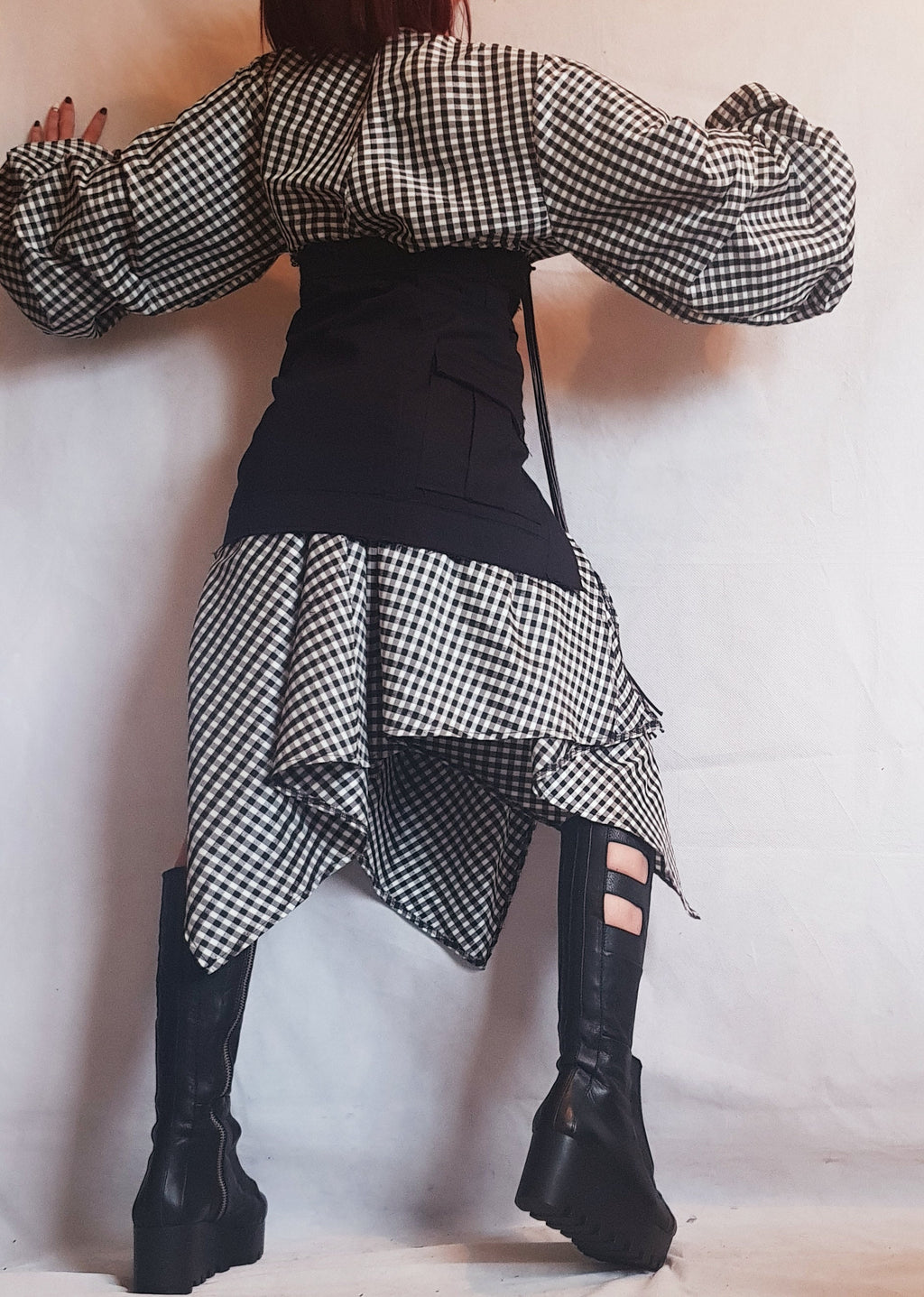 Extravagant Long Shirt with Corset, Asymmetrical Shirt, Oversize Tunic, Gothic Tunic Corset, Party Shirt, Cocktail Shirt, Shirt Hug Me