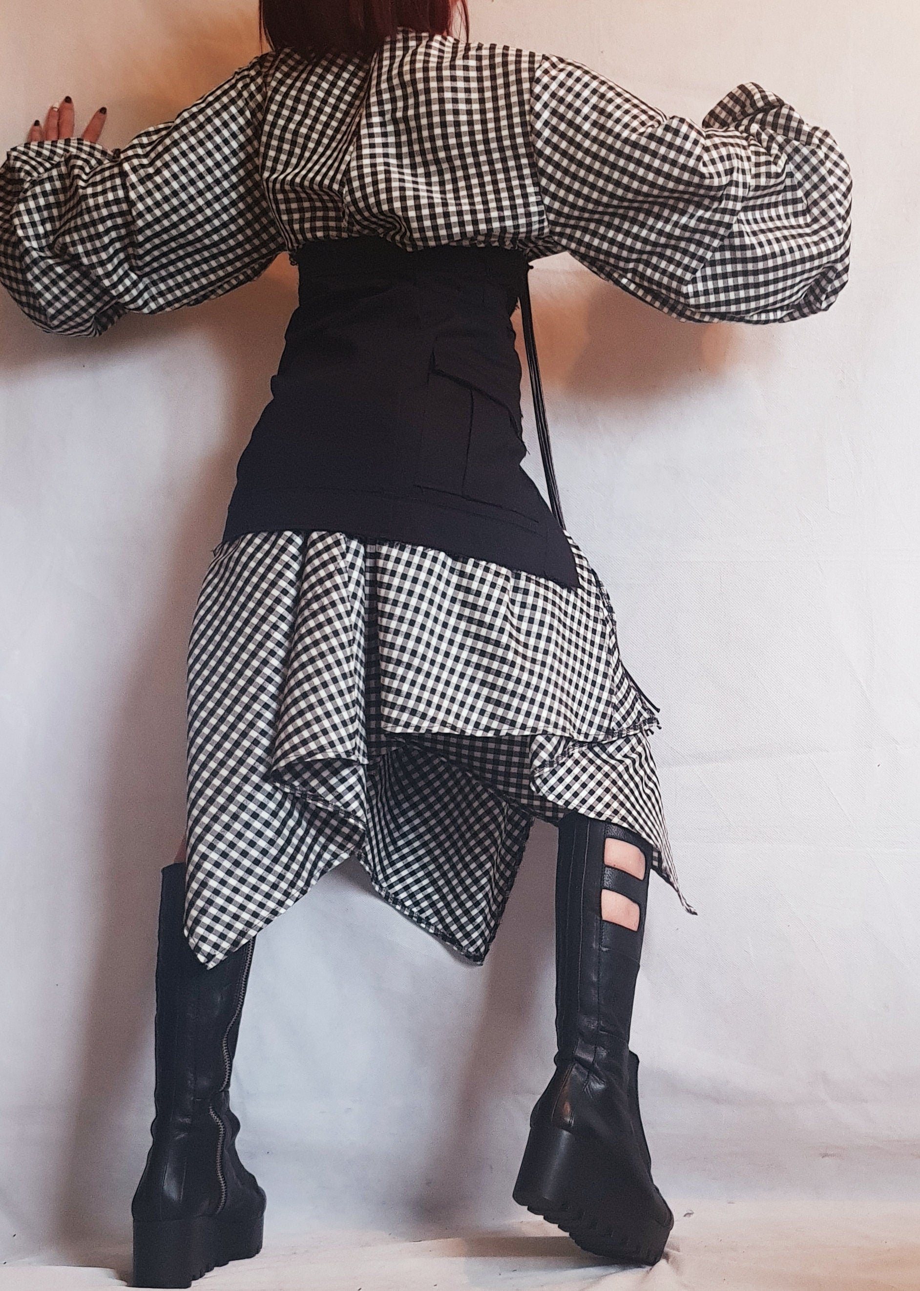 Extravagant Long Shirt with Corset, Asymmetrical Shirt, Oversize Tunic, Gothic Tunic Corset, Party Shirt, Cocktail Shirt, Shirt Hug Me