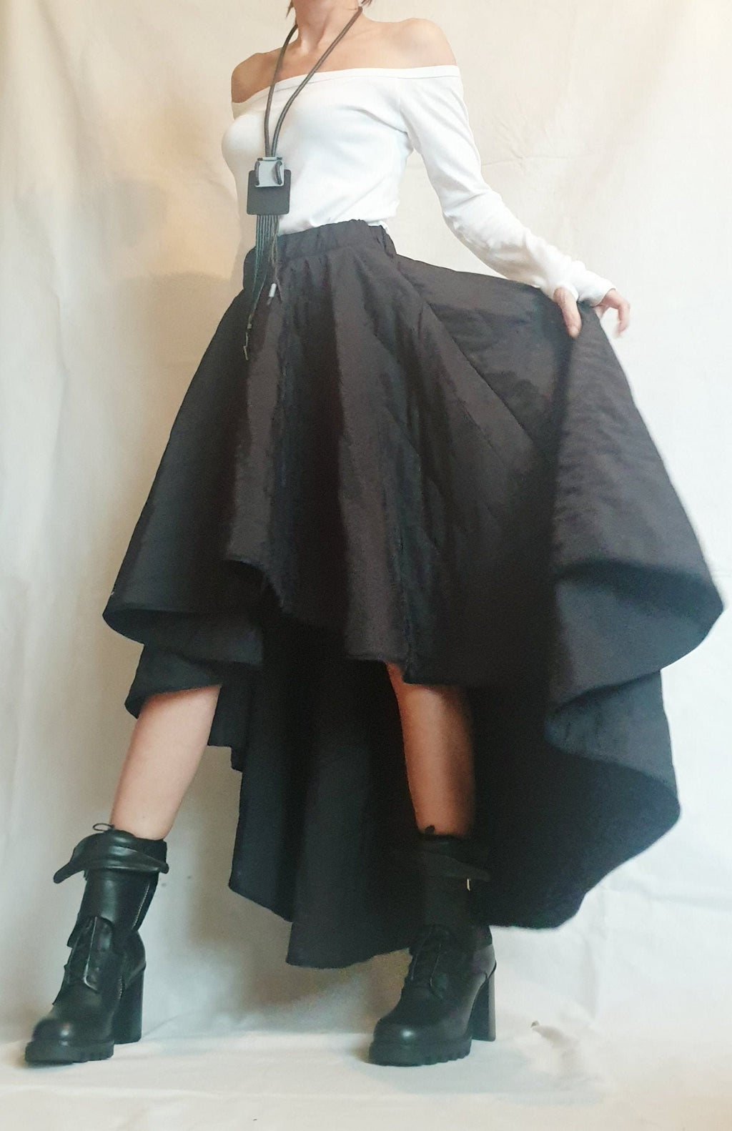 Long Short Skirt, Winter Skirt, Extravagant Skirt, Asymmetric Skirt, Wadding Skirt, Cocktail Skirt, Gothic Skirt, Circle Skirt