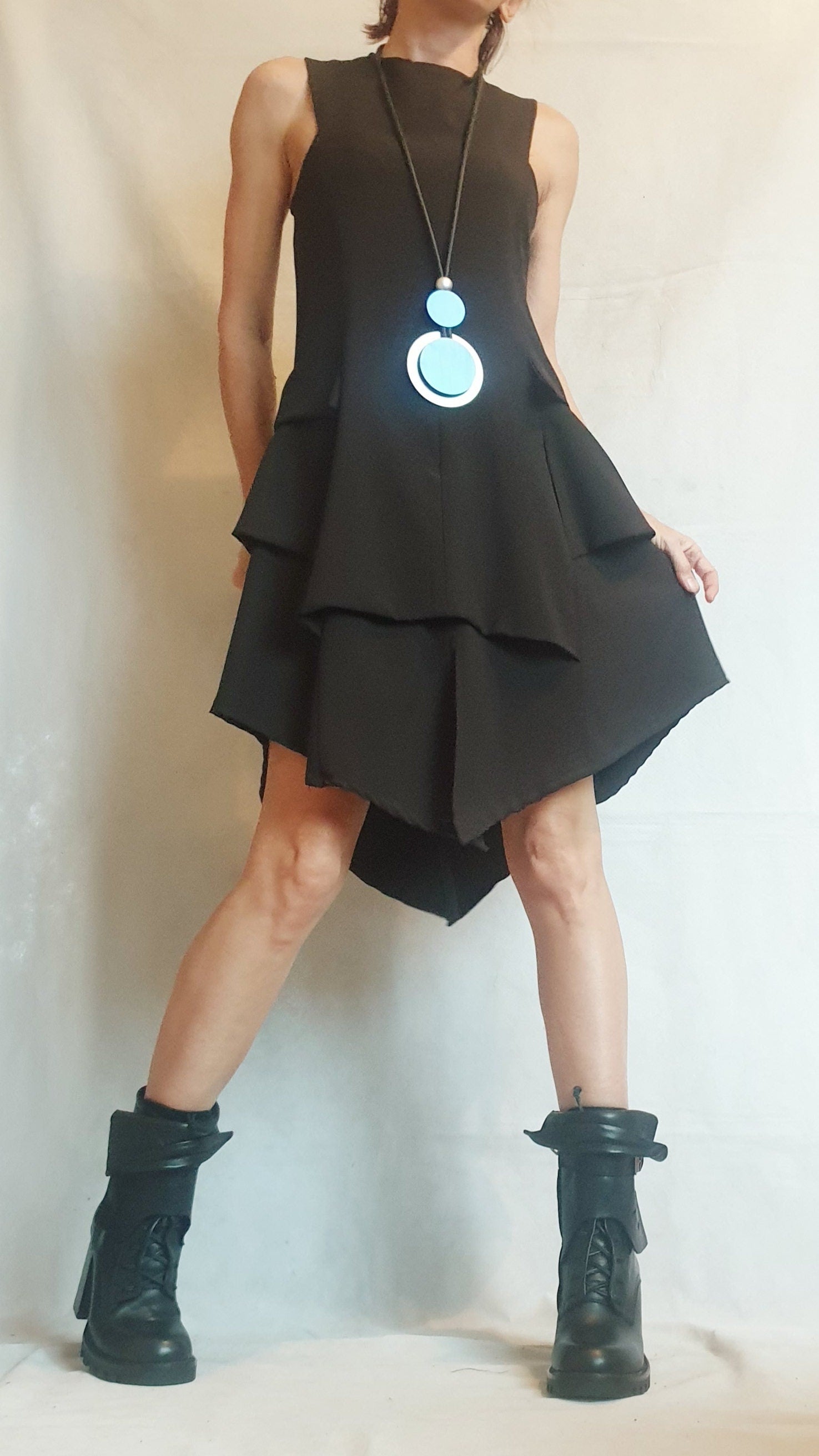 Asymmetric Dress, Dress For Women, Black Dress, Extravagant Dress, Plus Size Clothing, Sleeveless Dress, Futuristic Dress, Sexy Dress